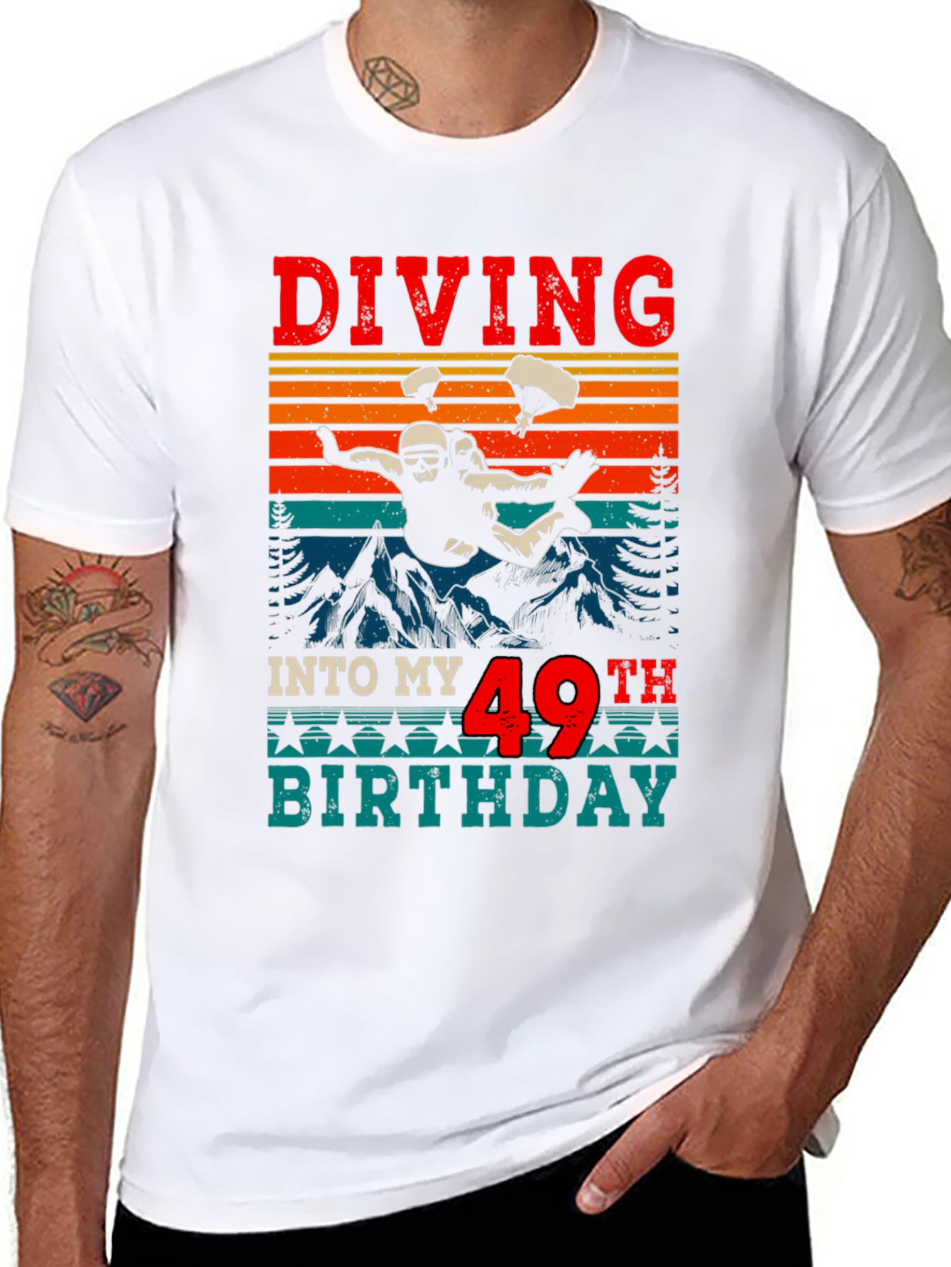 Black Diving Into My 49th Birthday T-Shirt view 8