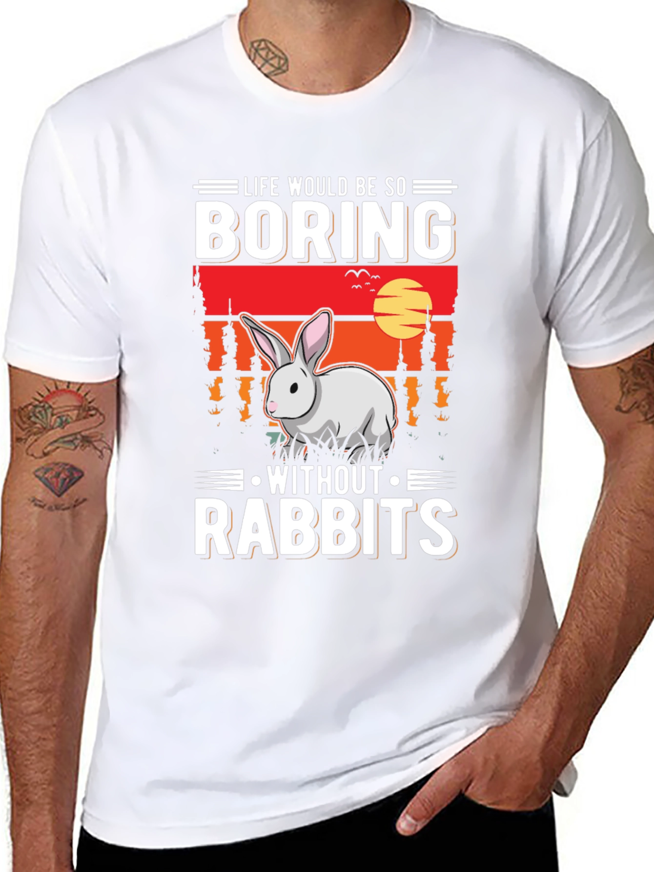 Black Life Would Be So Boring Without Rabbits Black T-Shirt view 8