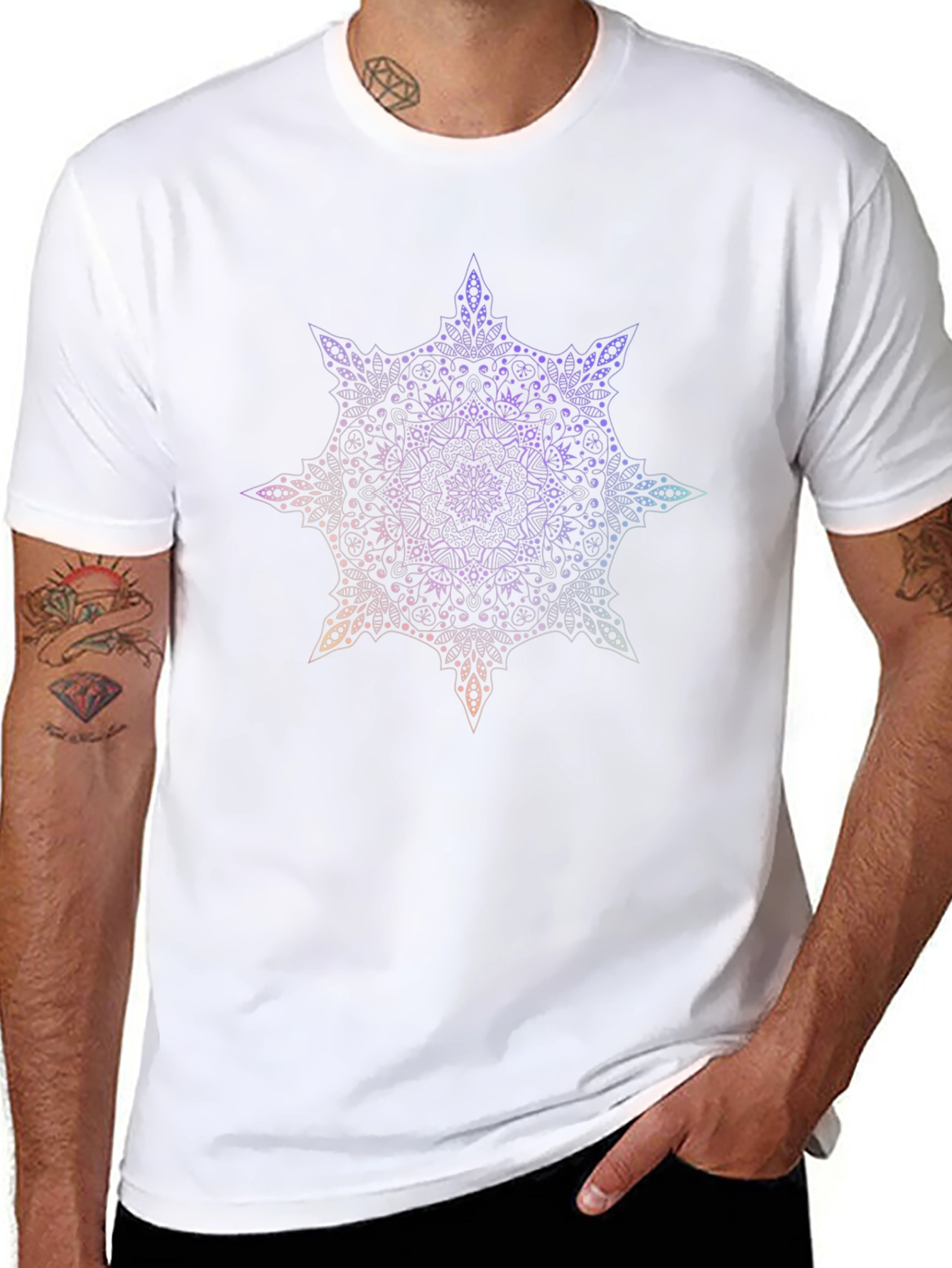 Mandala Print Black T-Shirt - 8