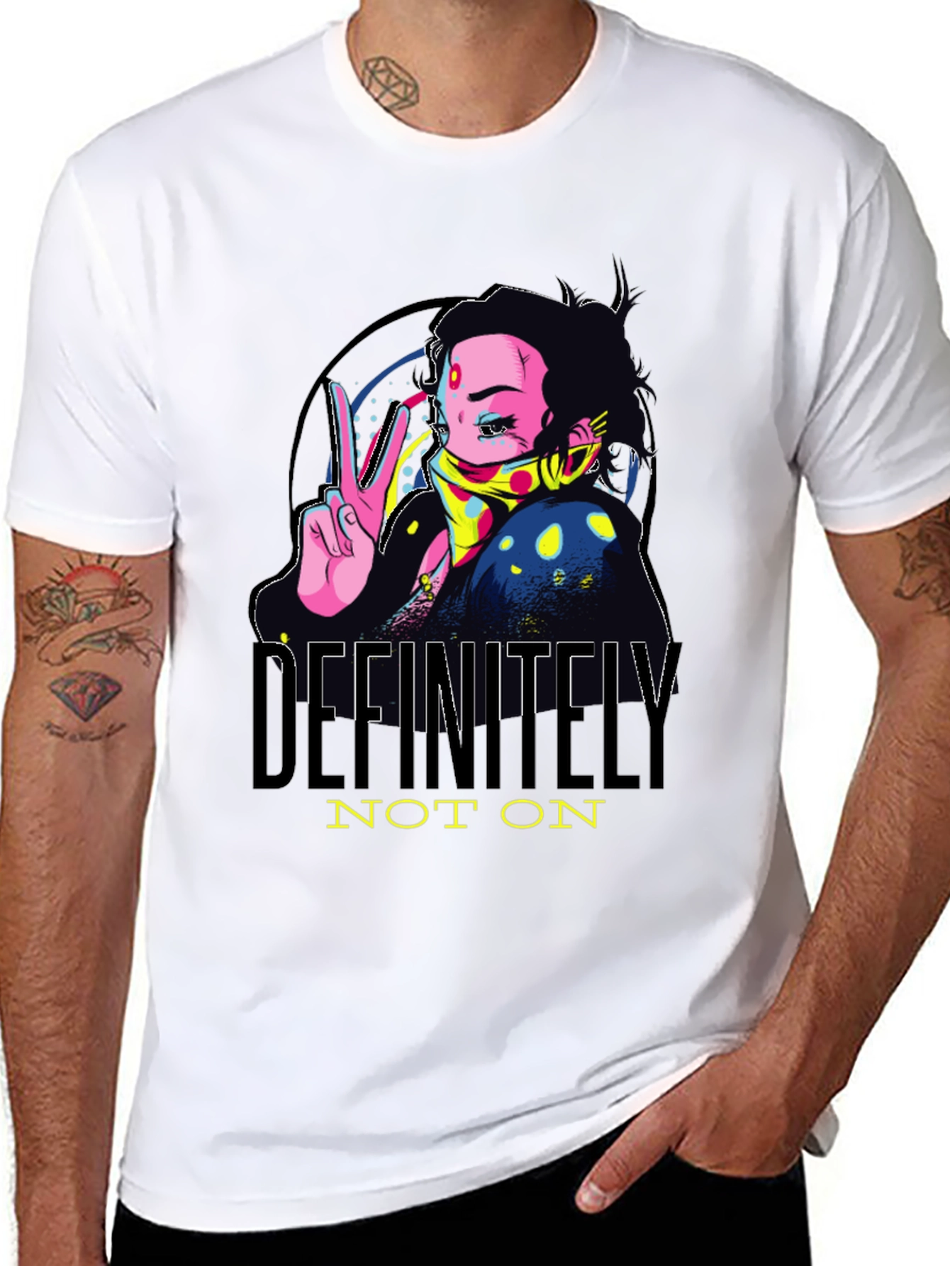 Black Definitely Not On Anime Graphic Tee view 8