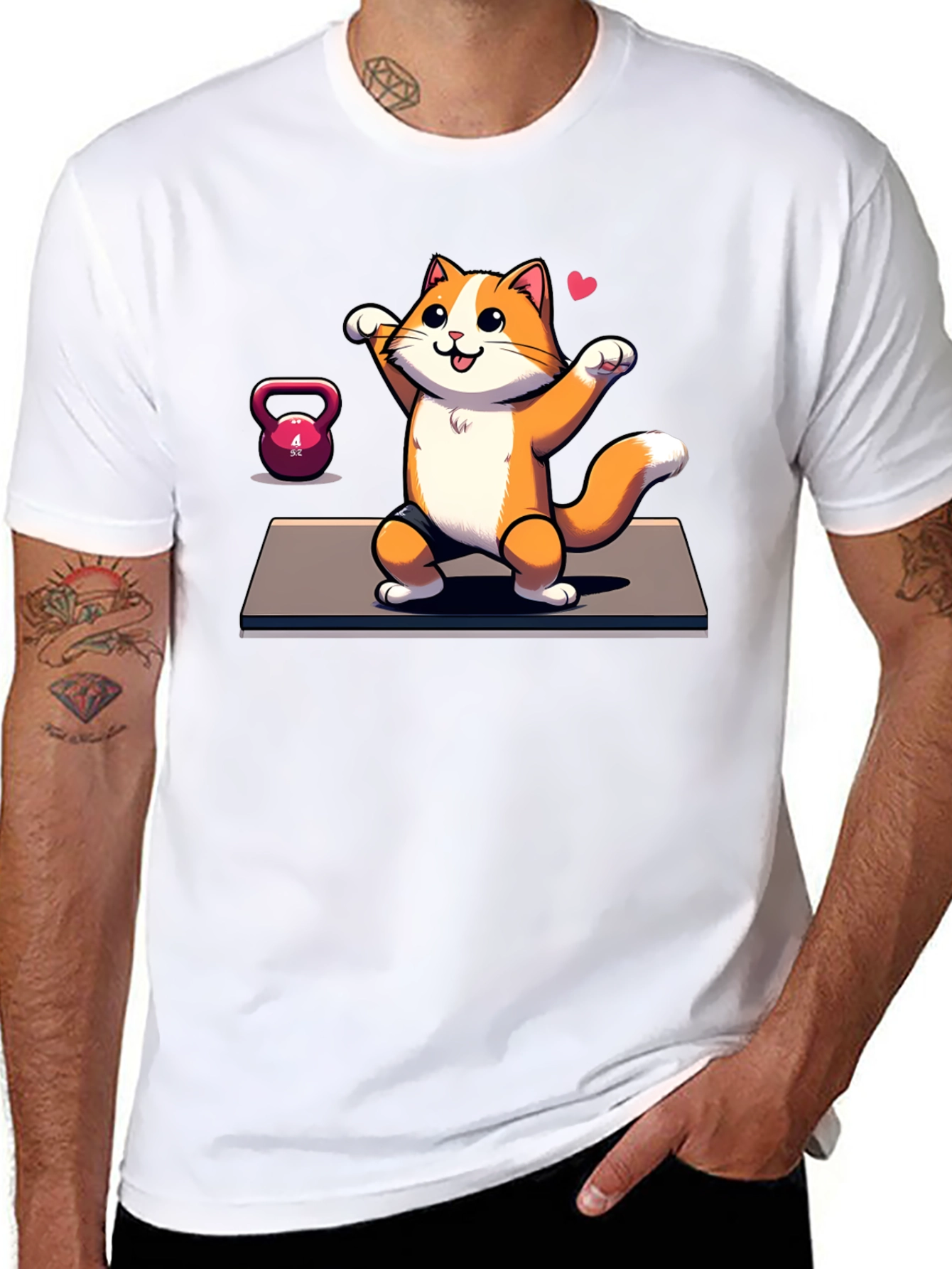 Black Funny Cat Gym T-Shirt view 8