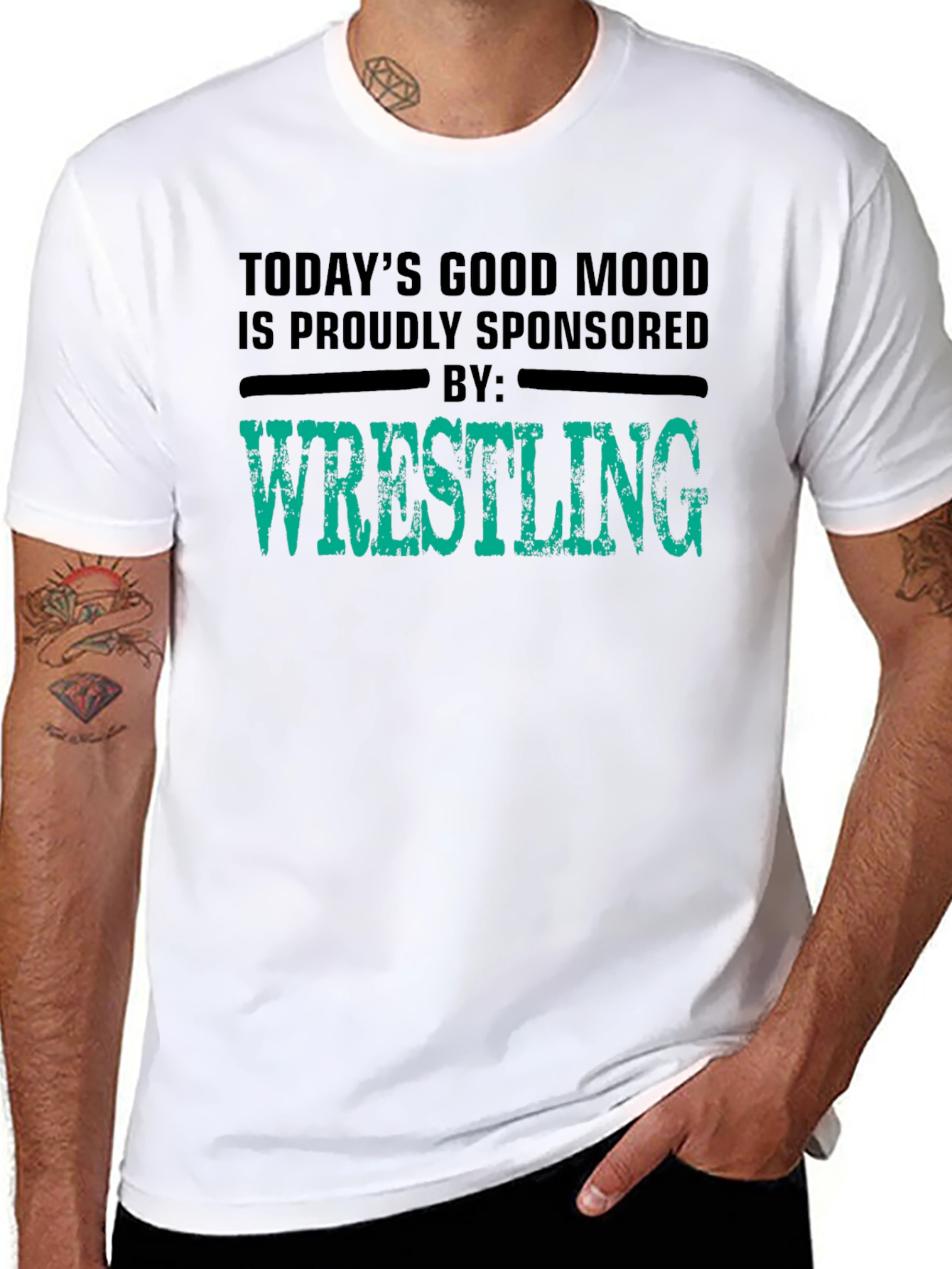 Black Wrestling Sponsored Good Mood T-Shirt view 8