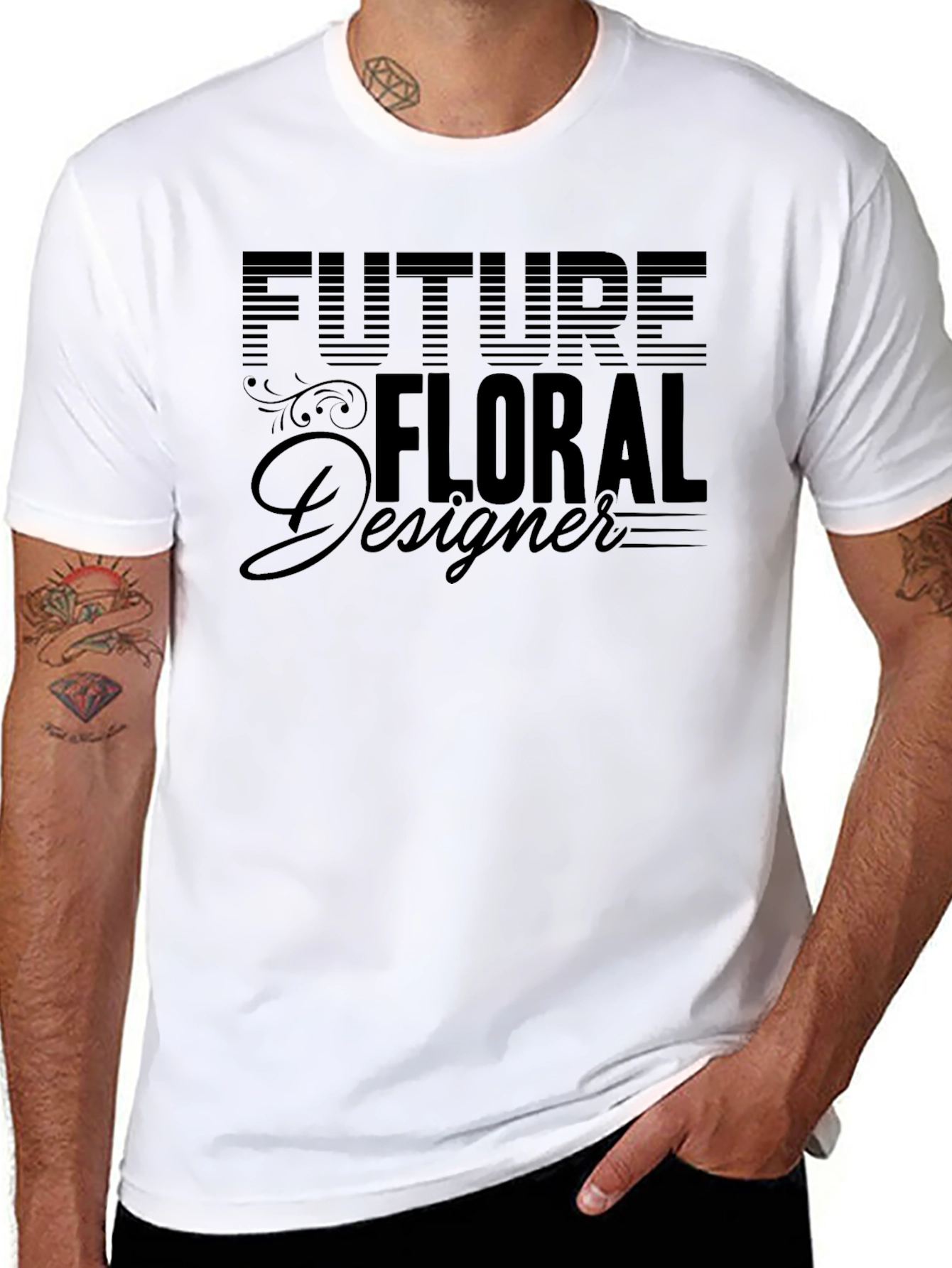Black Future Floral Designer Black T-Shirt view 8