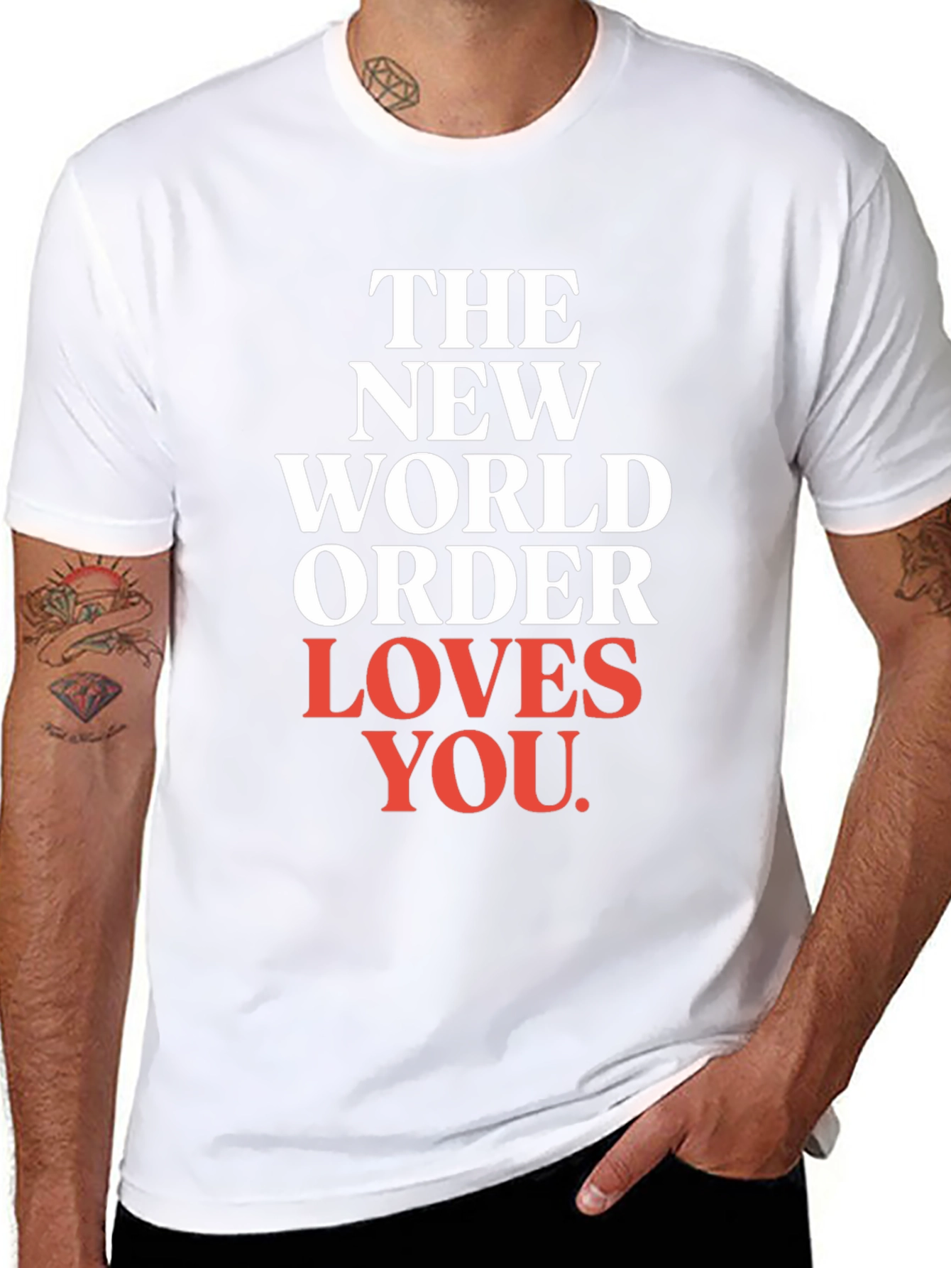 Black The New World Order Loves You T-Shirt view 8