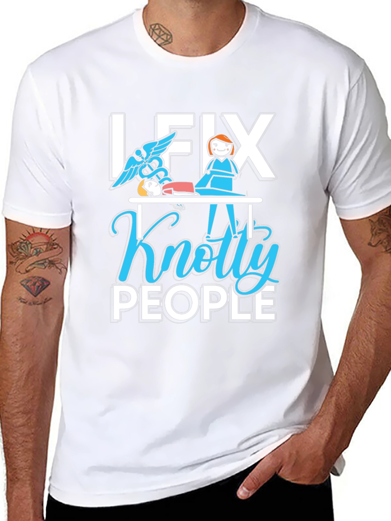 Black I Fix Knotty People T-Shirt view 8