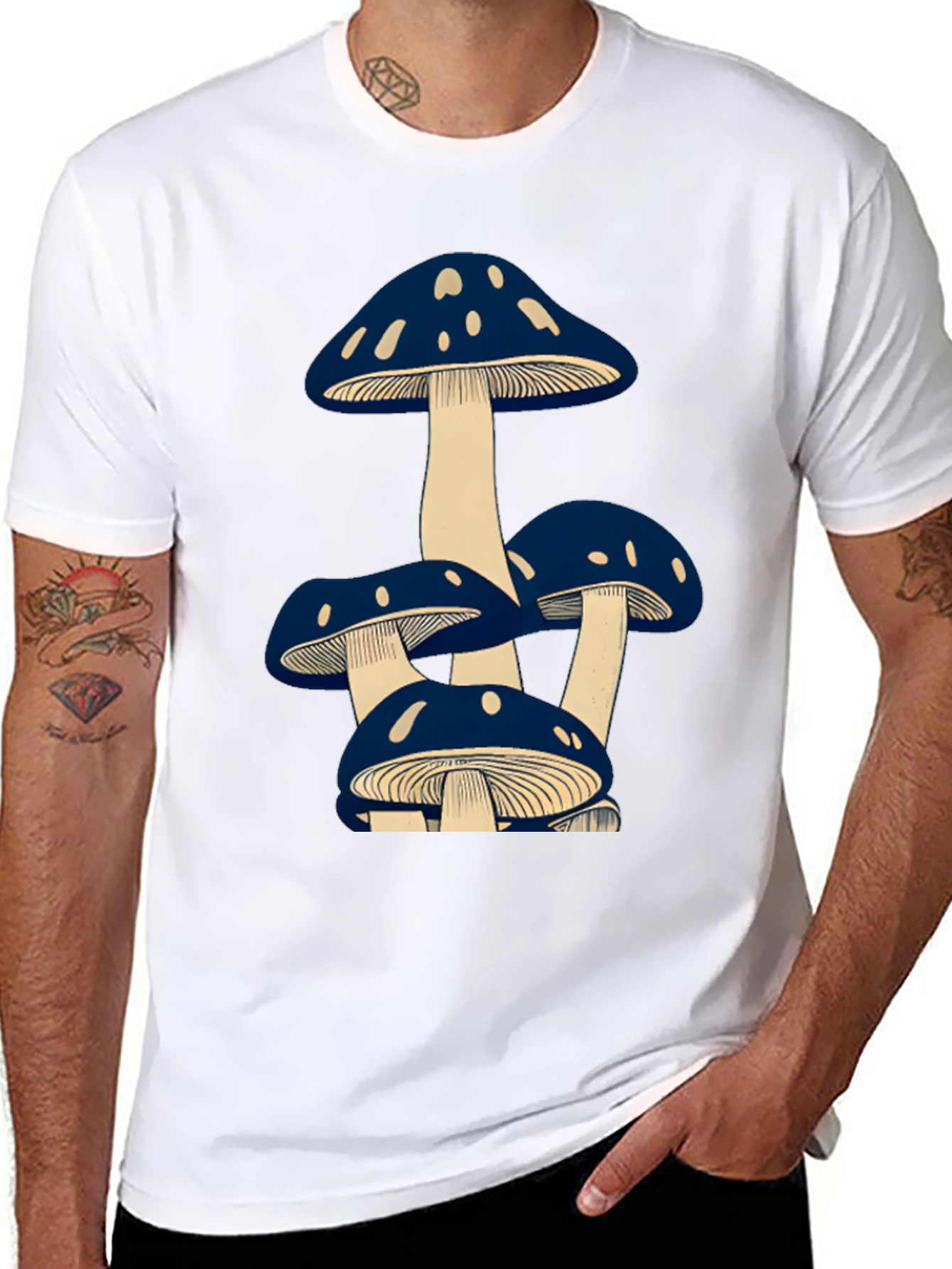 Black Mushroom Graphic Tee - Unisex Black T-Shirt view 8