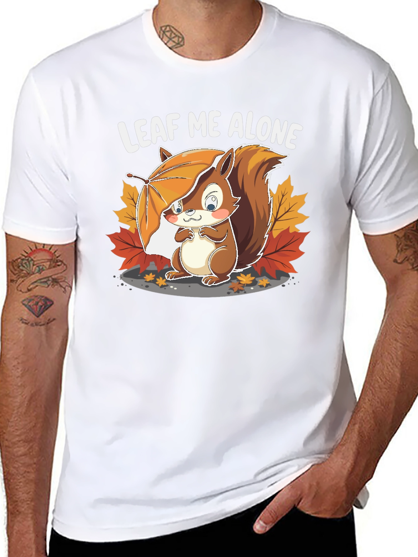 Black Leaf Me Alone Squirrel Graphic Tee - Unisex view 8