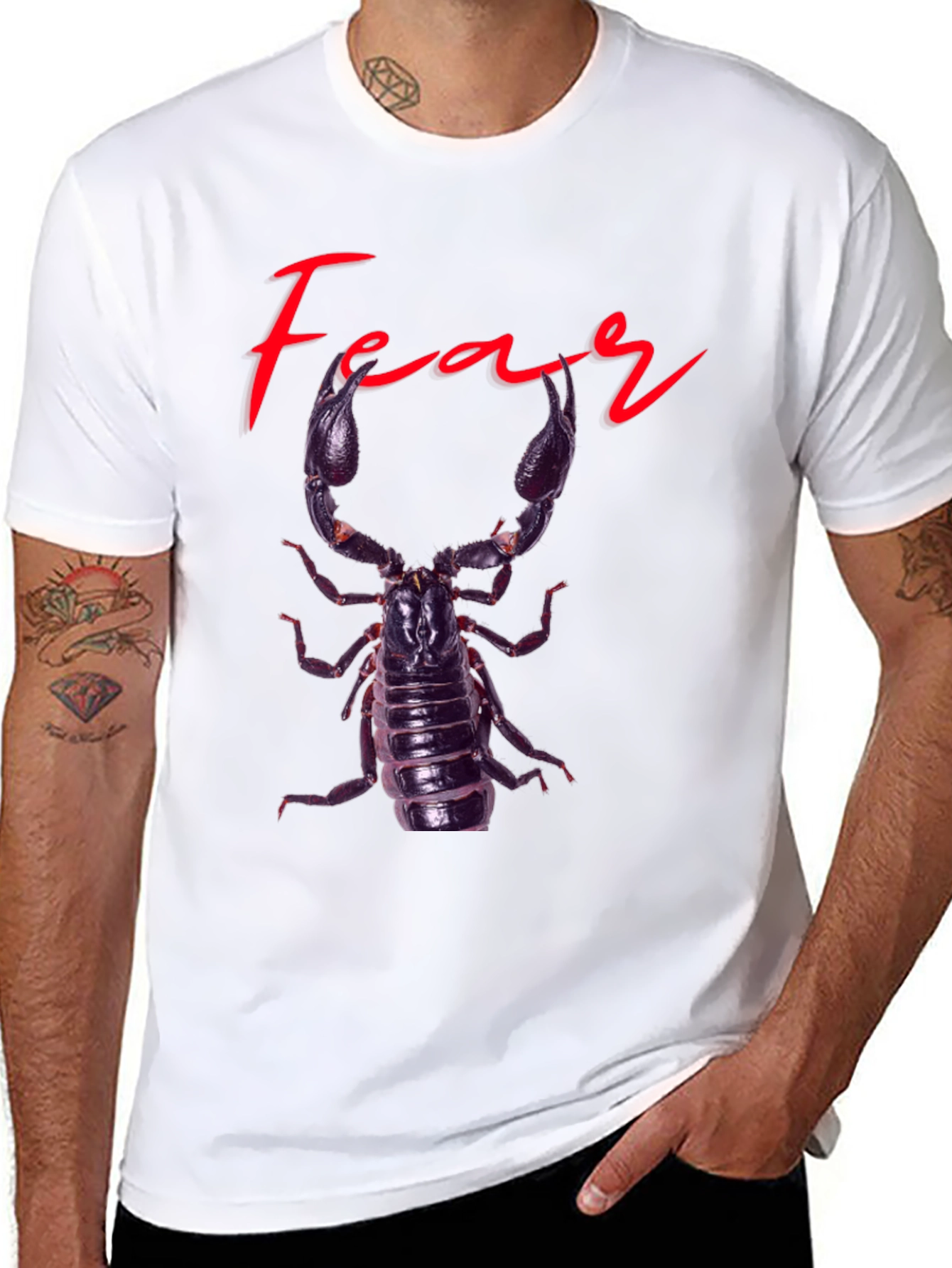Black Fear Scorpion Graphic Tee - Black Cotton T-Shirt view 8