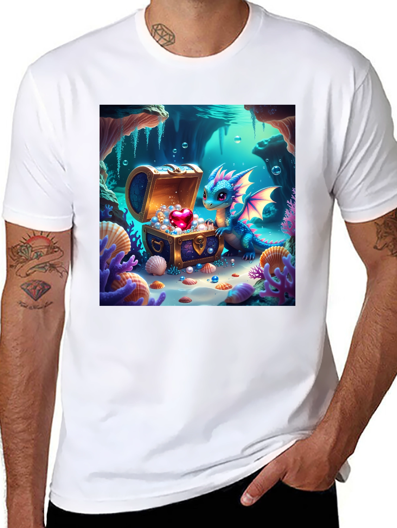 Black Dragon's Treasure T-Shirt - Fantasy Art view 8