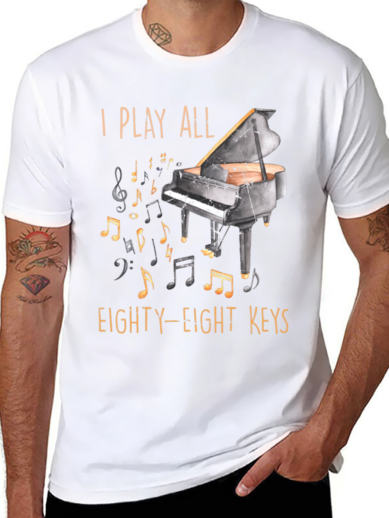 Black Piano Player Graphic T-Shirt - 88 Keys view 8