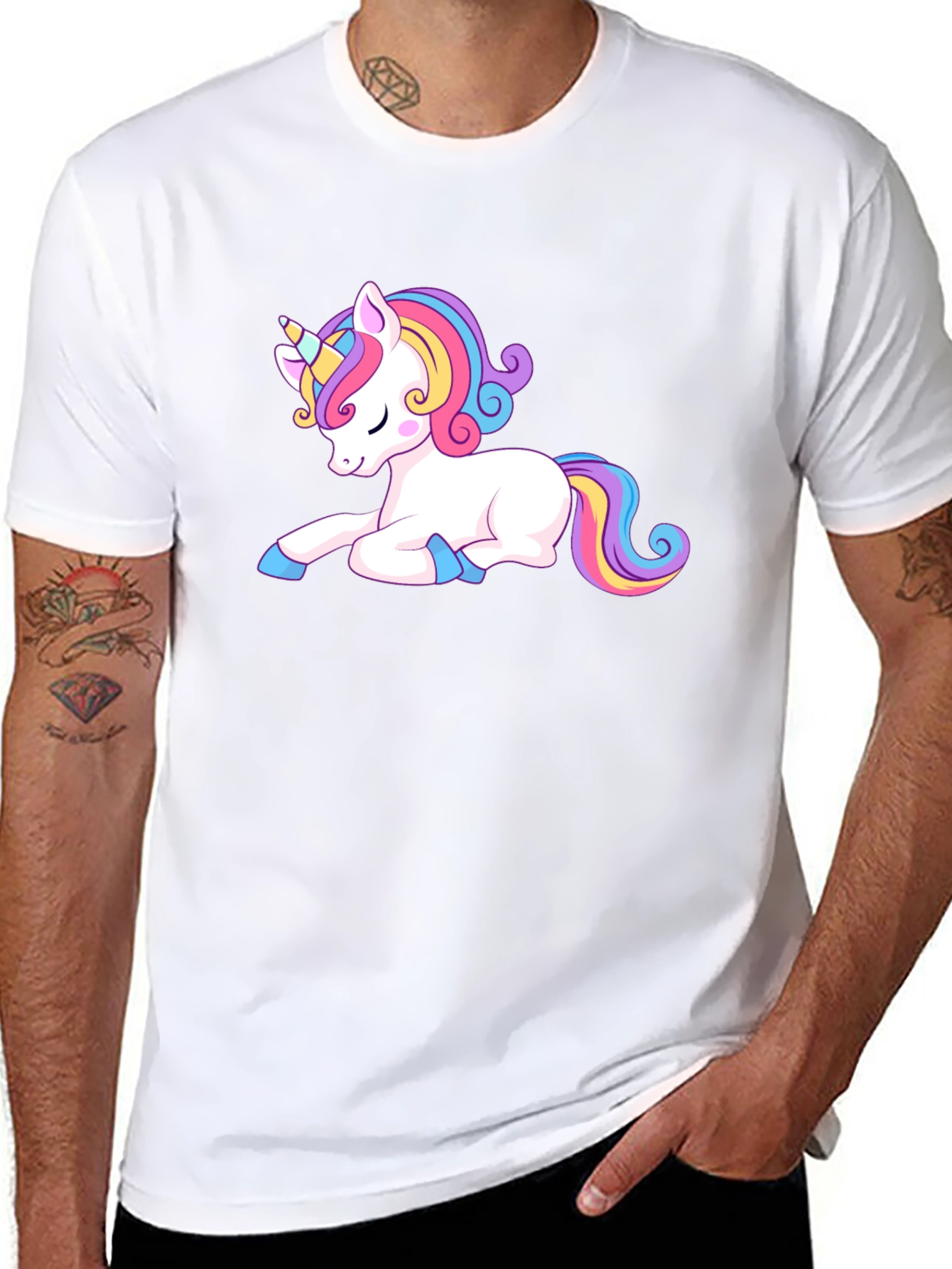 Black Cute Unicorn Graphic Tee - Black Casual Shirt view 8