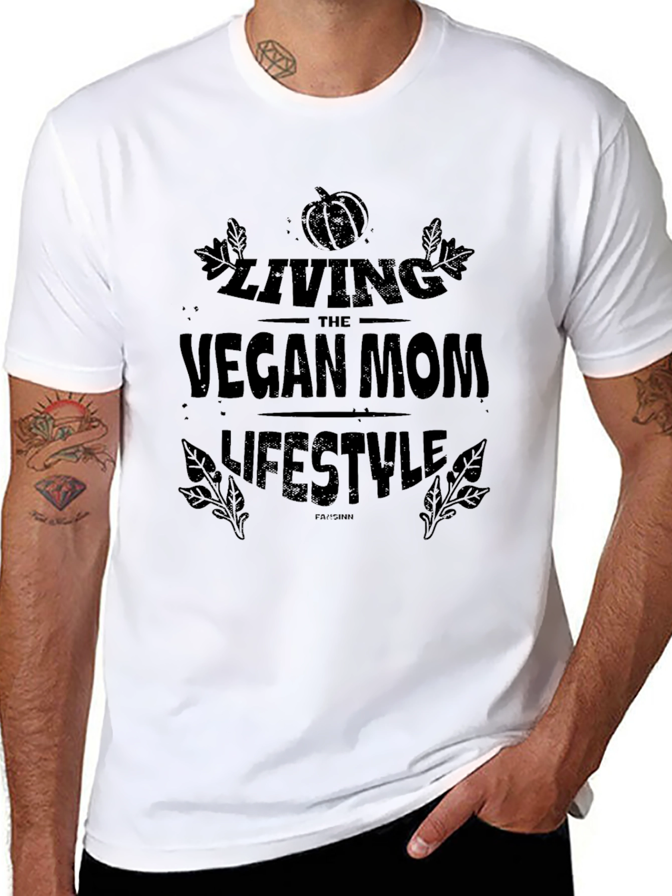 Black Vegan Mom Lifestyle Graphic Tee - Black view 8