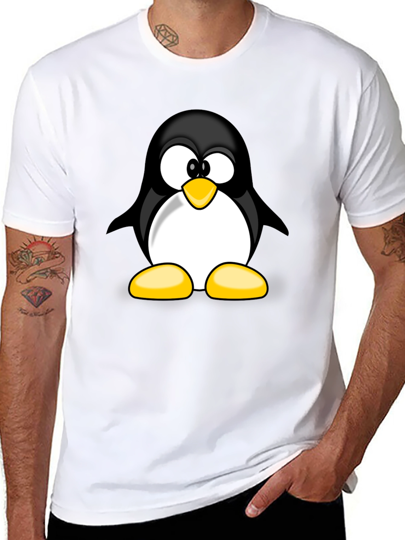 Black Penguin Graphic T-Shirt - Black Cotton Tee view 8