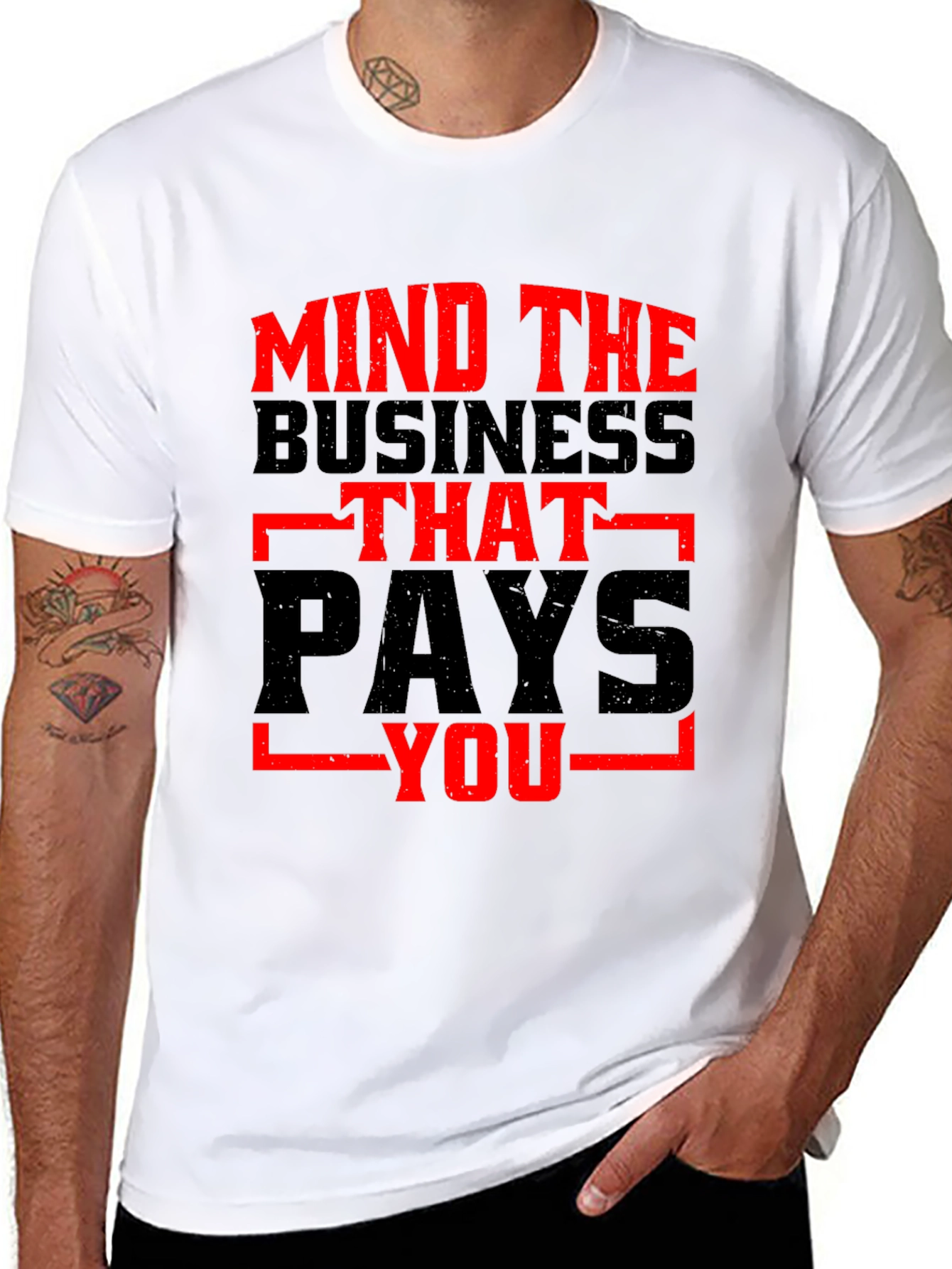 Black Mind the Business Graphic Tee - Bold Black Shirt view 8
