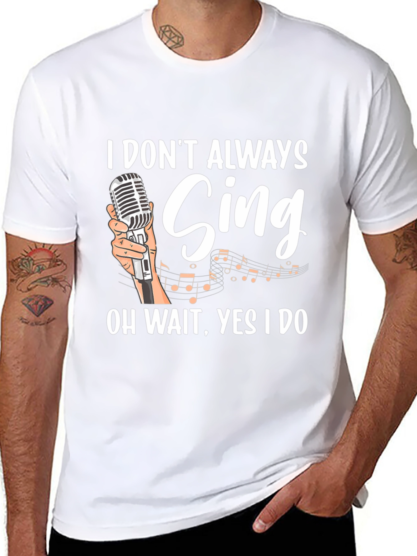 Black Funny Singer Graphic T-Shirt - "I Don't Always Sing" view 8