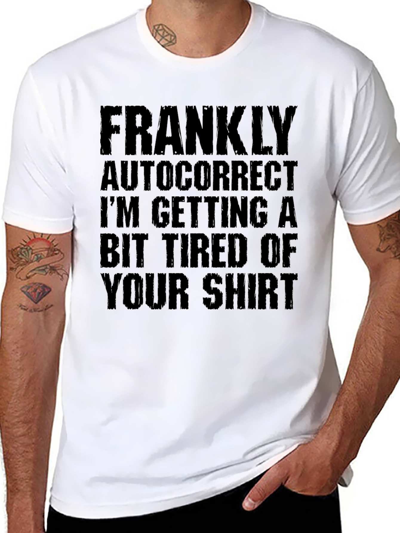 Black Funny Autocorrect Men's Graphic T-Shirt - Sarcastic Humor Tee view 8