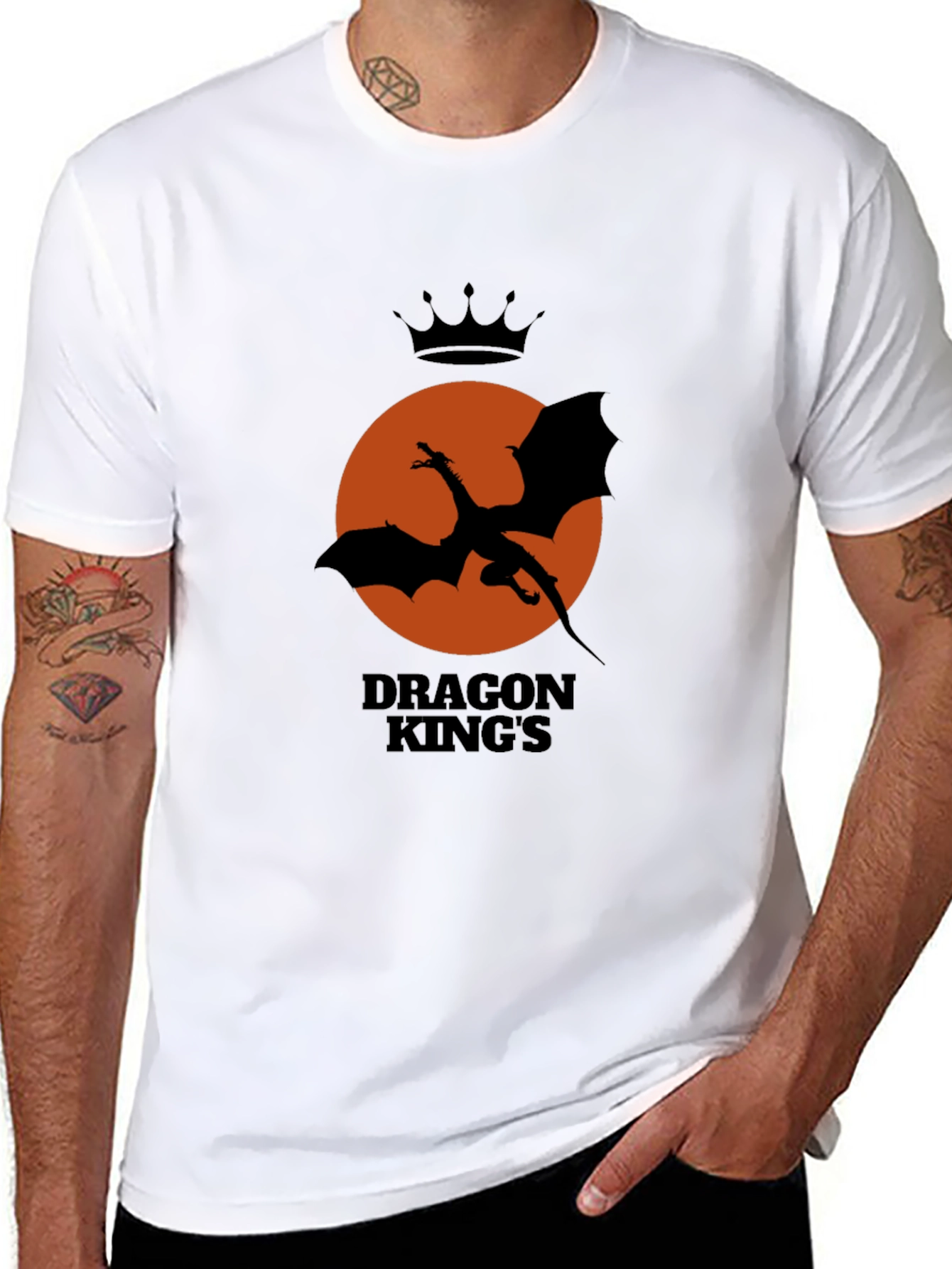 Black Dragon King's Silhouette Black T-Shirt view 8