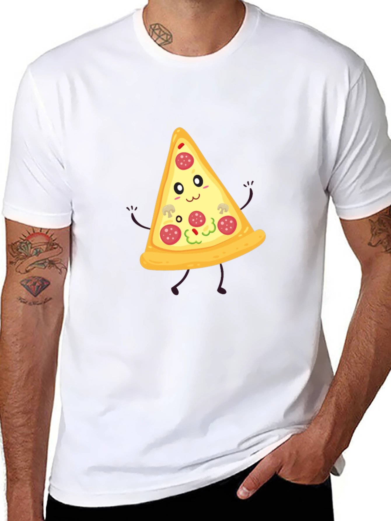 Funny Pizza Slice Graphic Tee - Unisex Black T-Shirt - 8