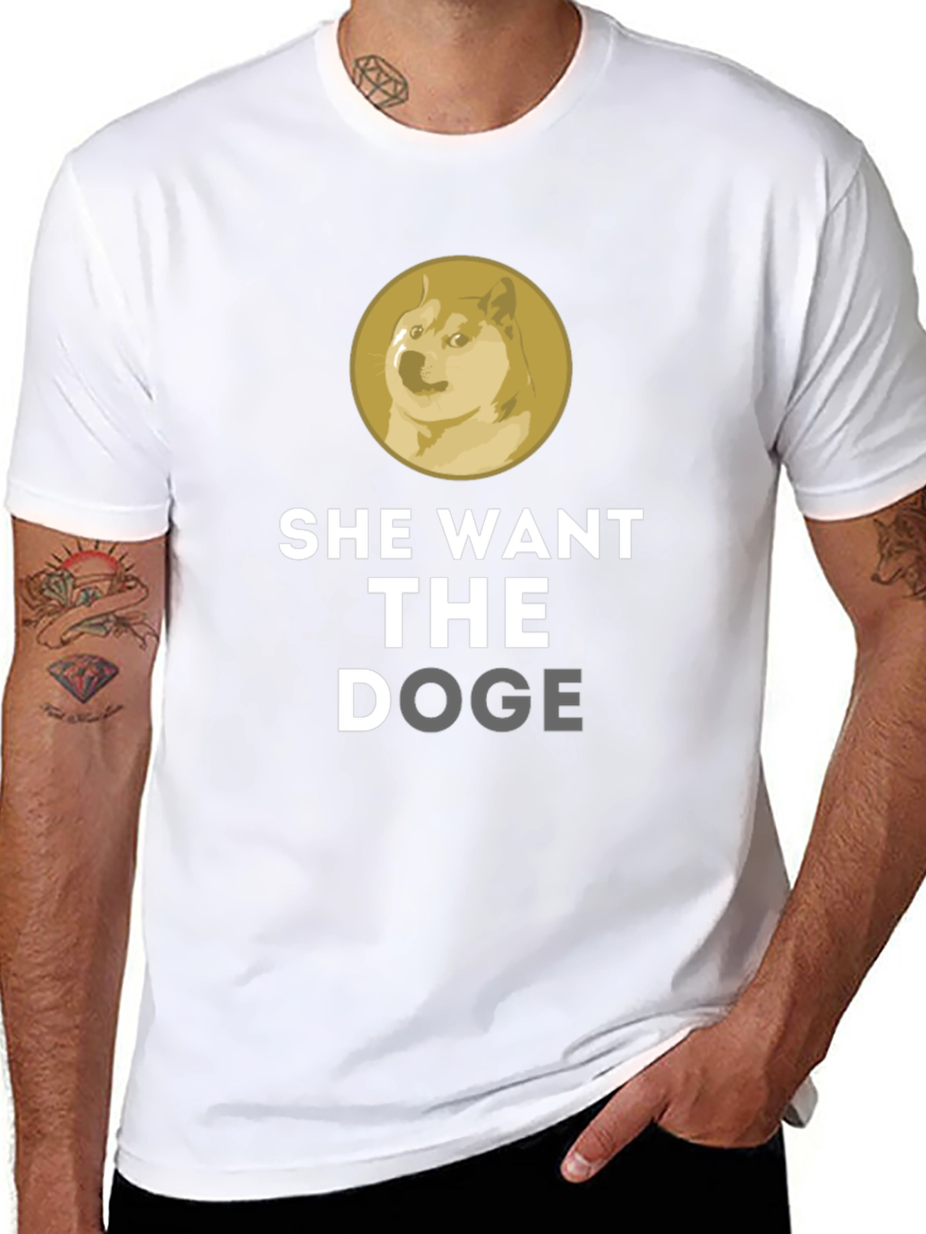 Black She Want The Doge Funny Meme T-Shirt view 8