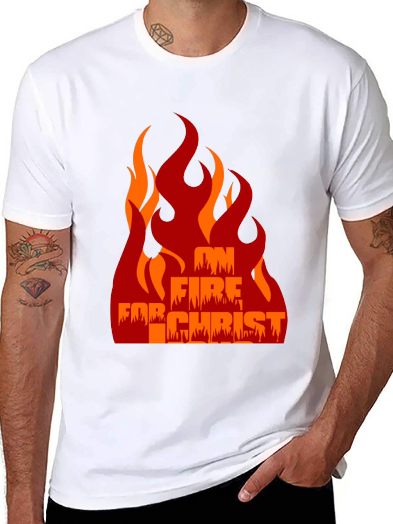 Black On Fire For Christ Graphic Tee view 8