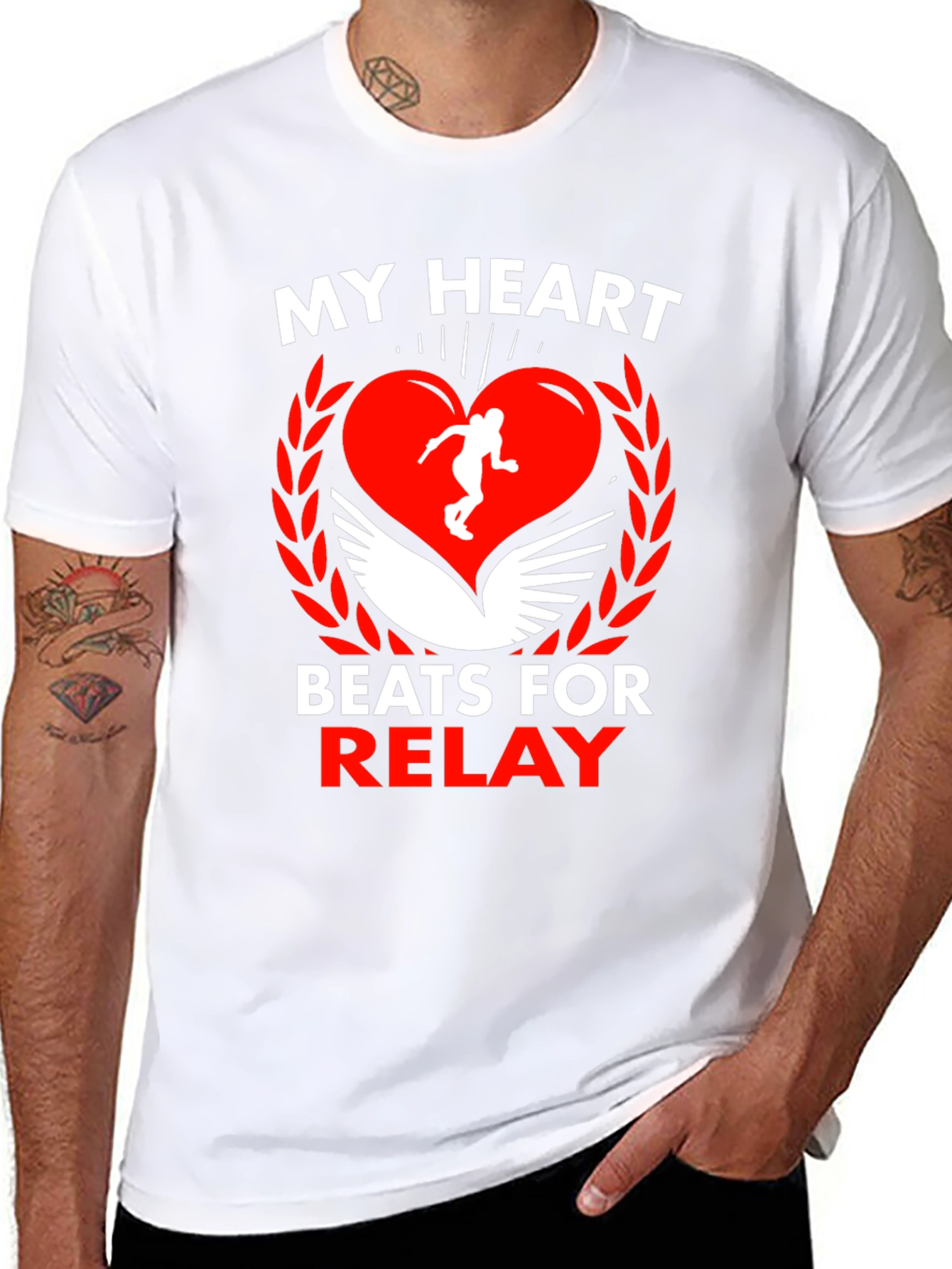 Black My Heart Beats for Relay Black T-Shirt view 8
