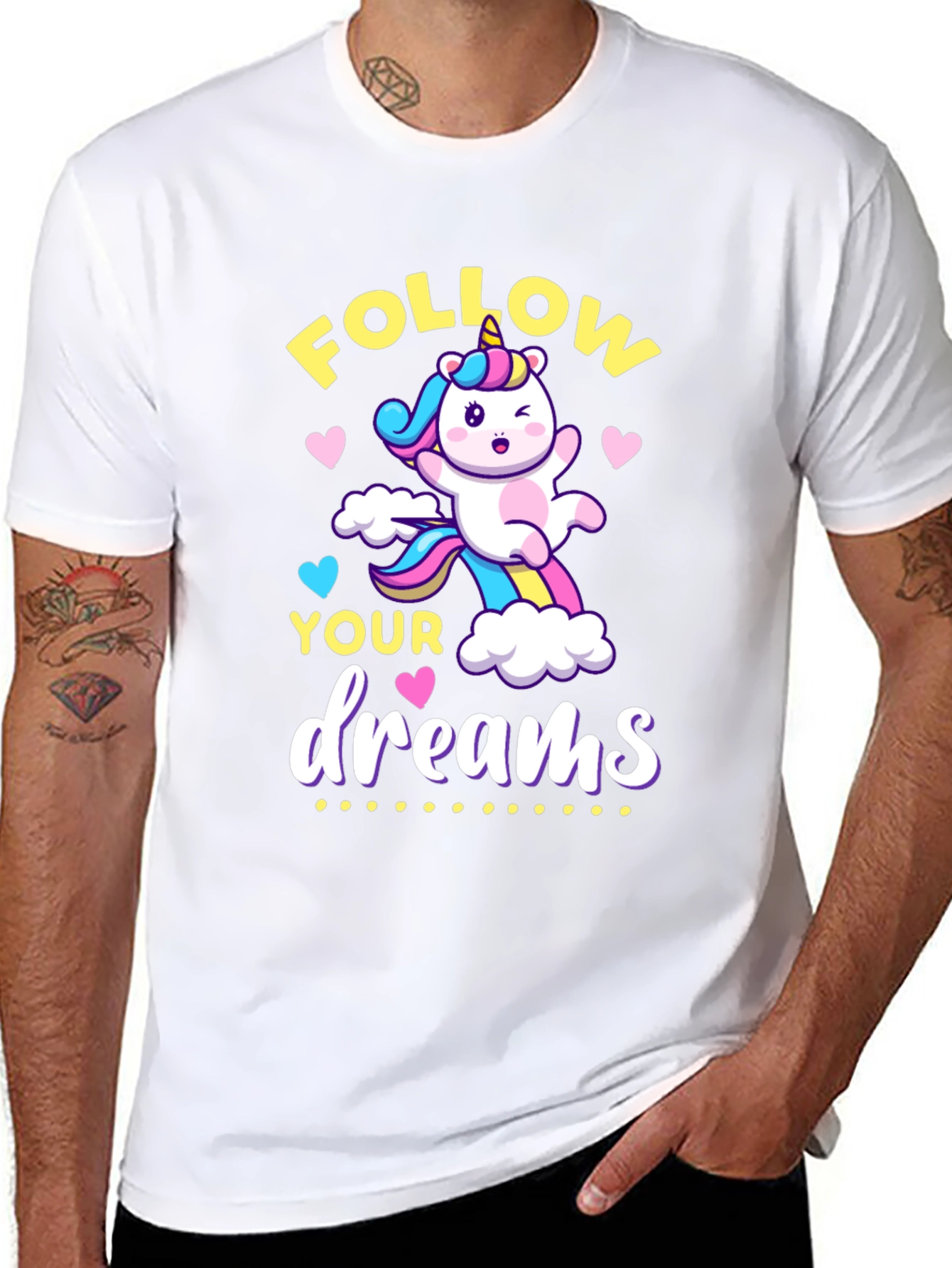 Black Follow Your Dreams Unicorn Graphic Tee view 8