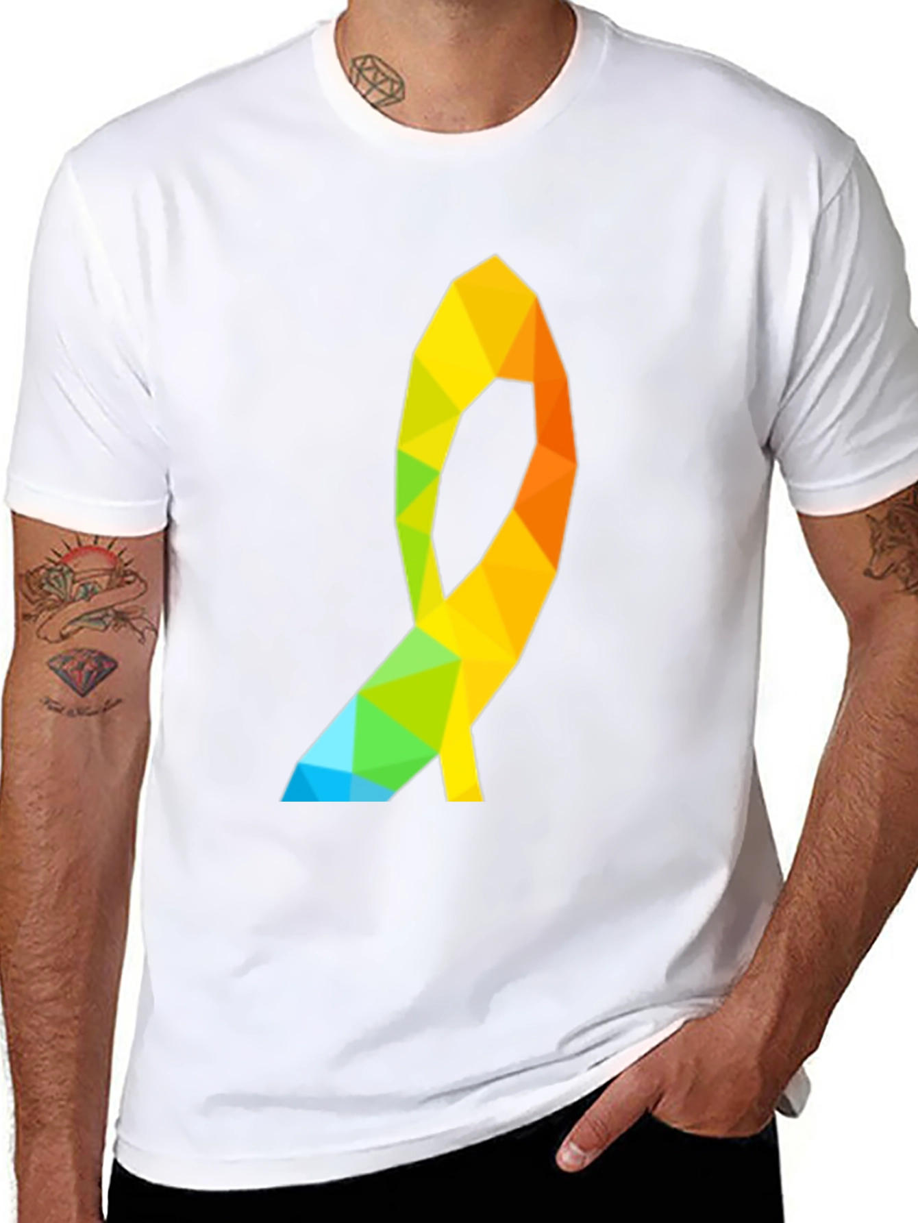 Black Geometric Ribbon Graphic Tee - Modern Casual Style view 8