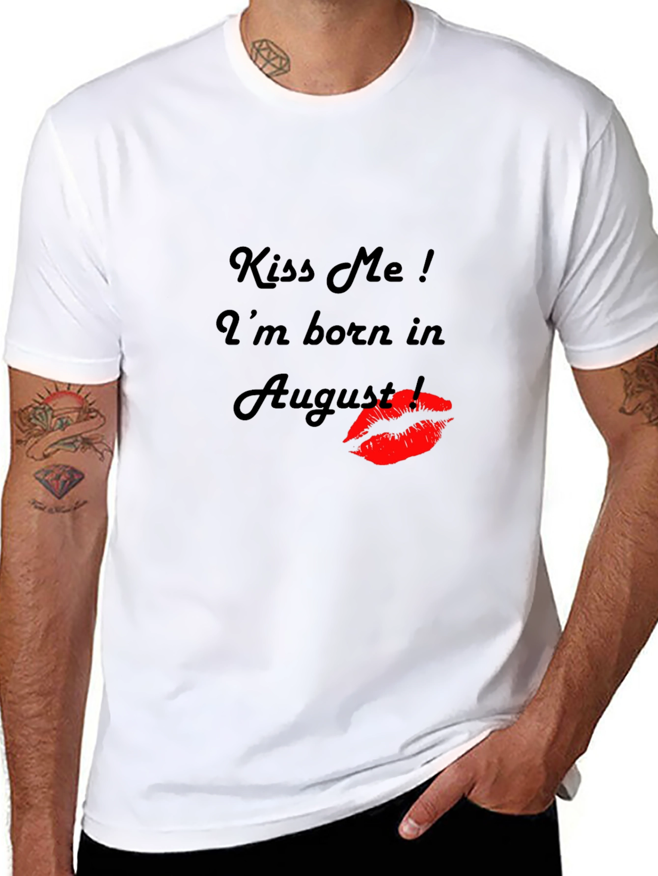 Black Kiss Me August Birthday Black T-Shirt view 8