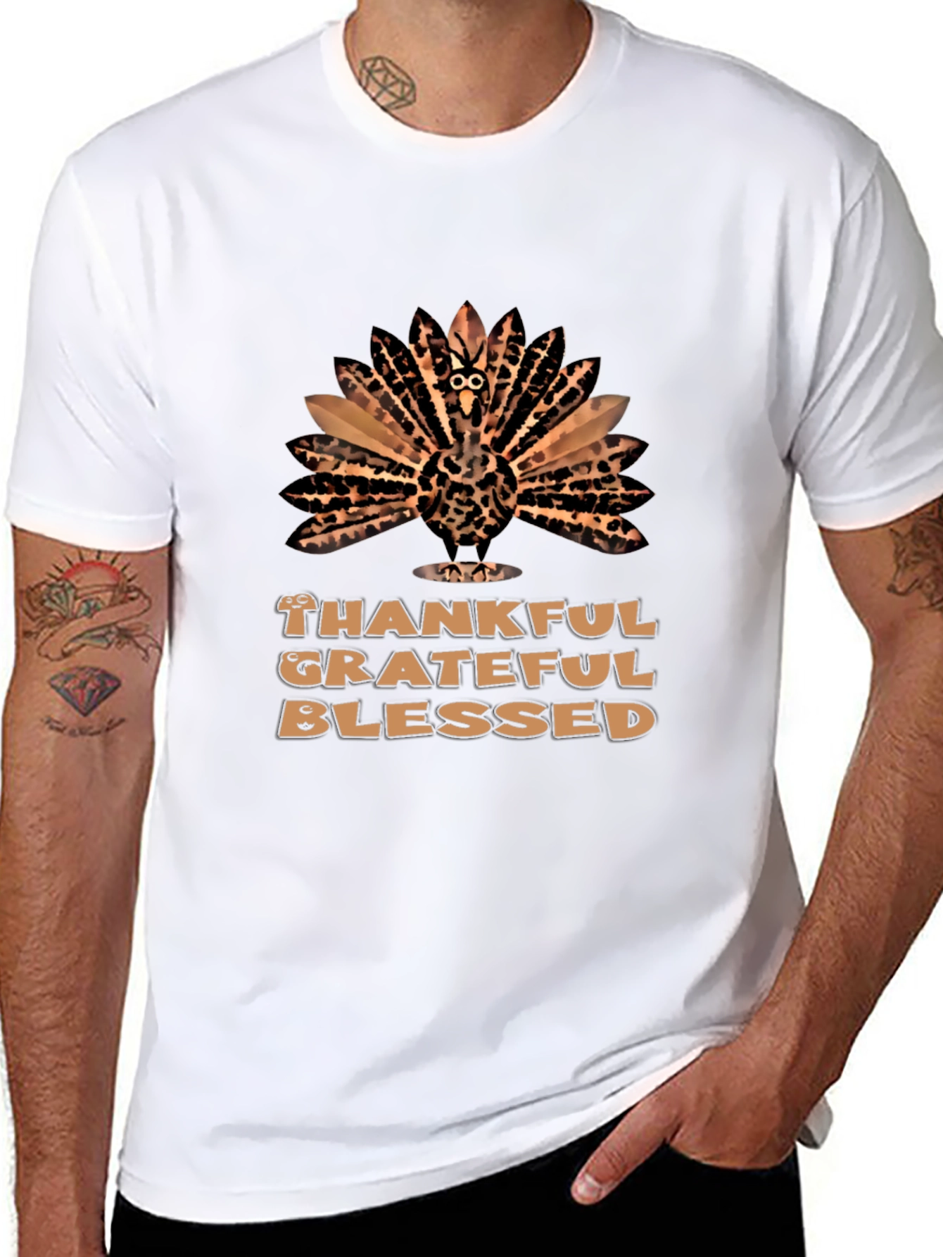 Black Thankful Turkey Graphic Tee view 8