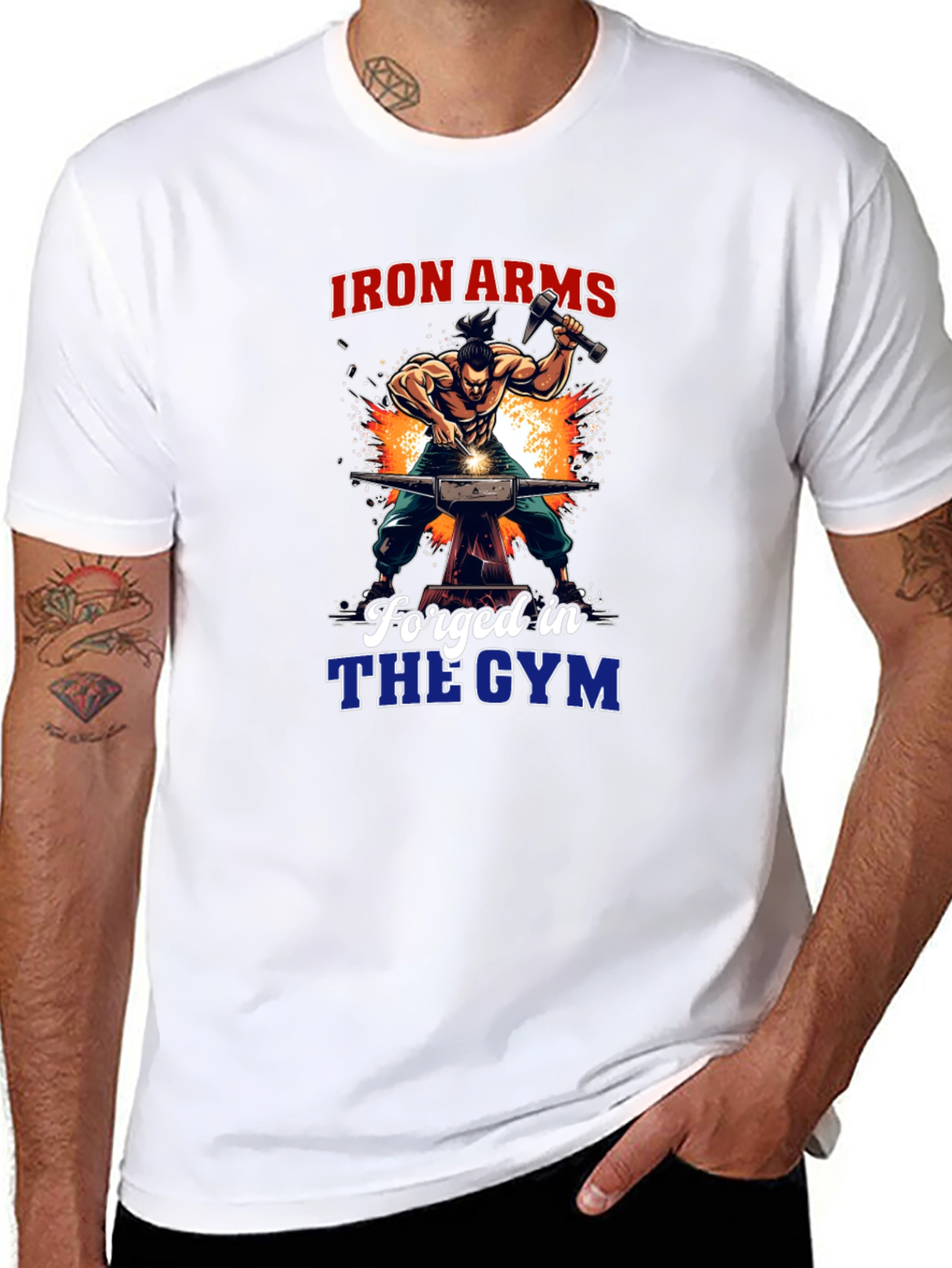Black Iron Arms Forged in the Gym Black T-Shirt view 8
