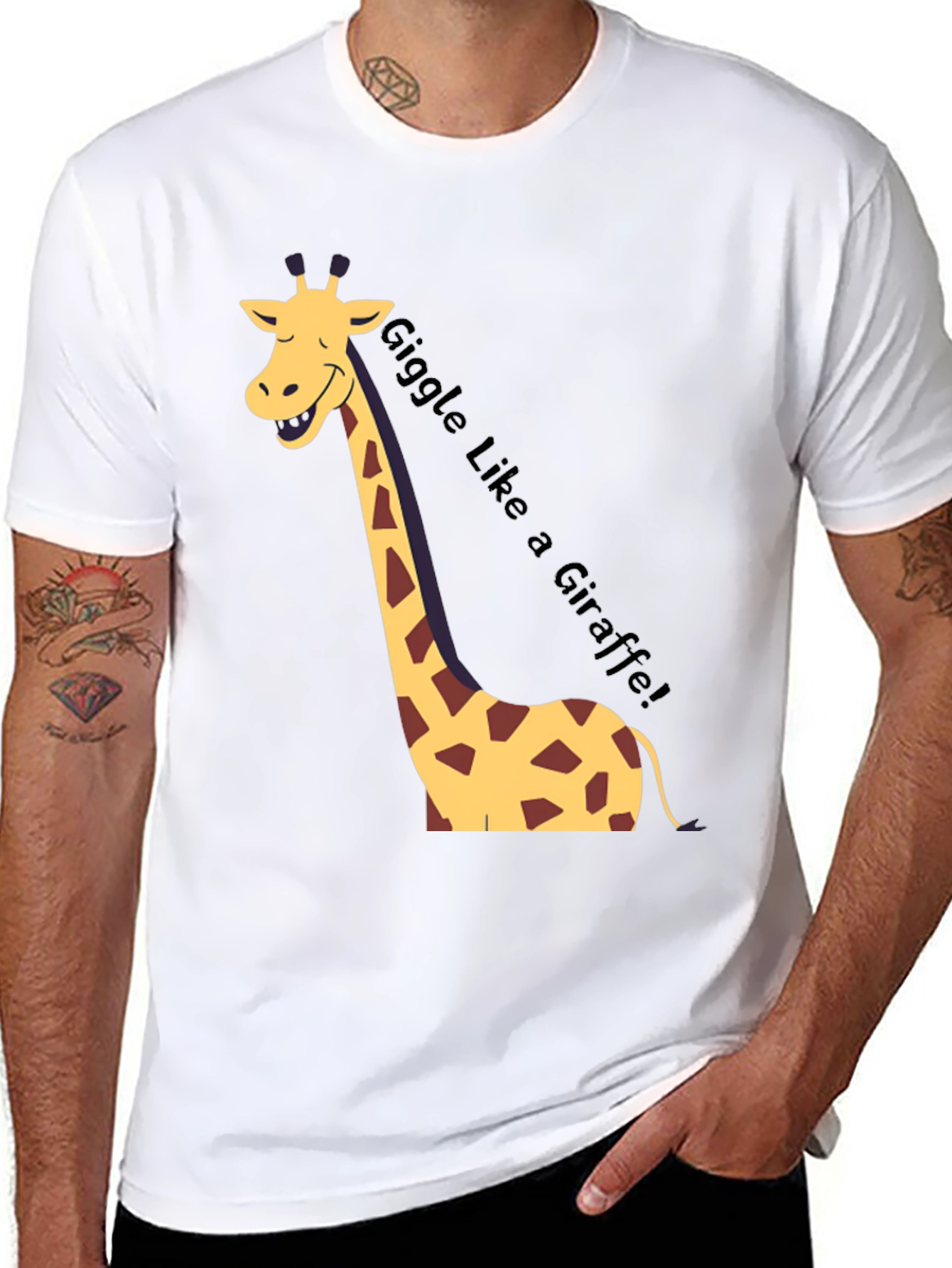 Black Giggle Like a Giraffe Black T-Shirt view 8