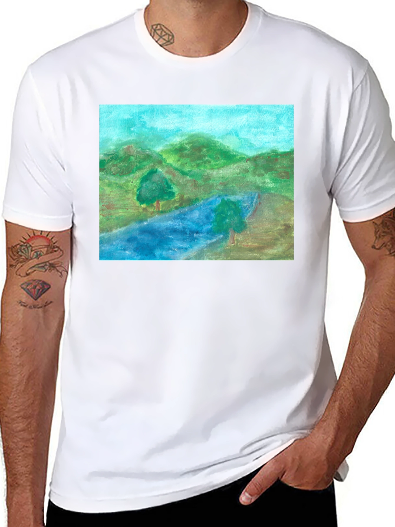 Black Scenic Landscape Black T-Shirt view 8