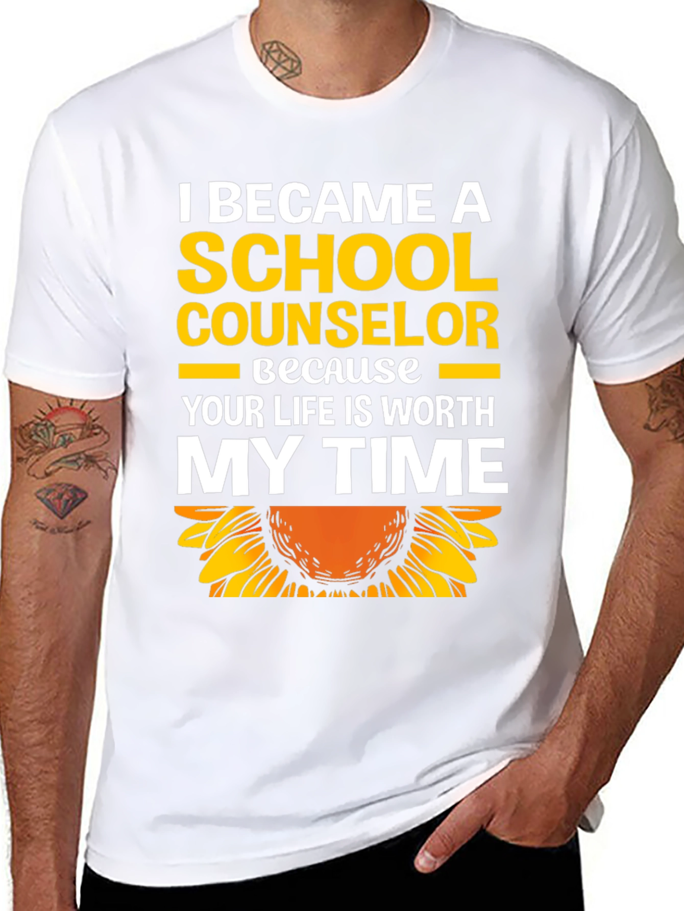 Black School Counselor Sunflower Graphic T-Shirt view 8