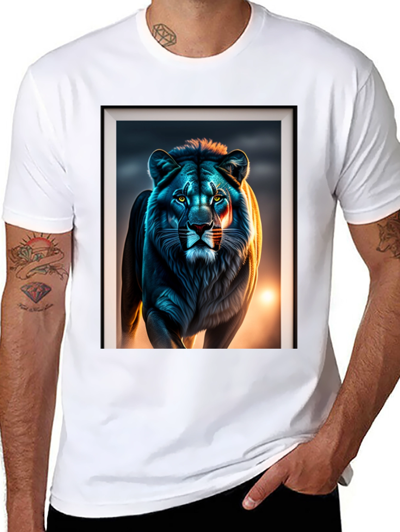 Black Lion Graphic Tee - Bold Animal Print view 8