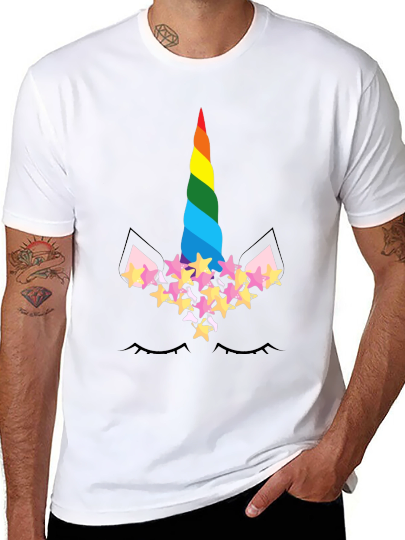 Black Unicorn Rainbow T-Shirt view 8