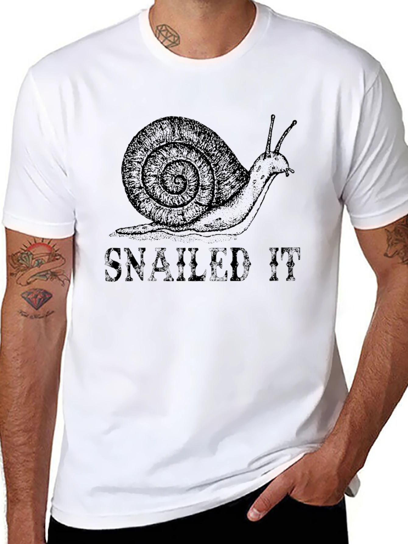 Black SNAILED IT Graphic Tee - Snail Design T-Shirt view 8