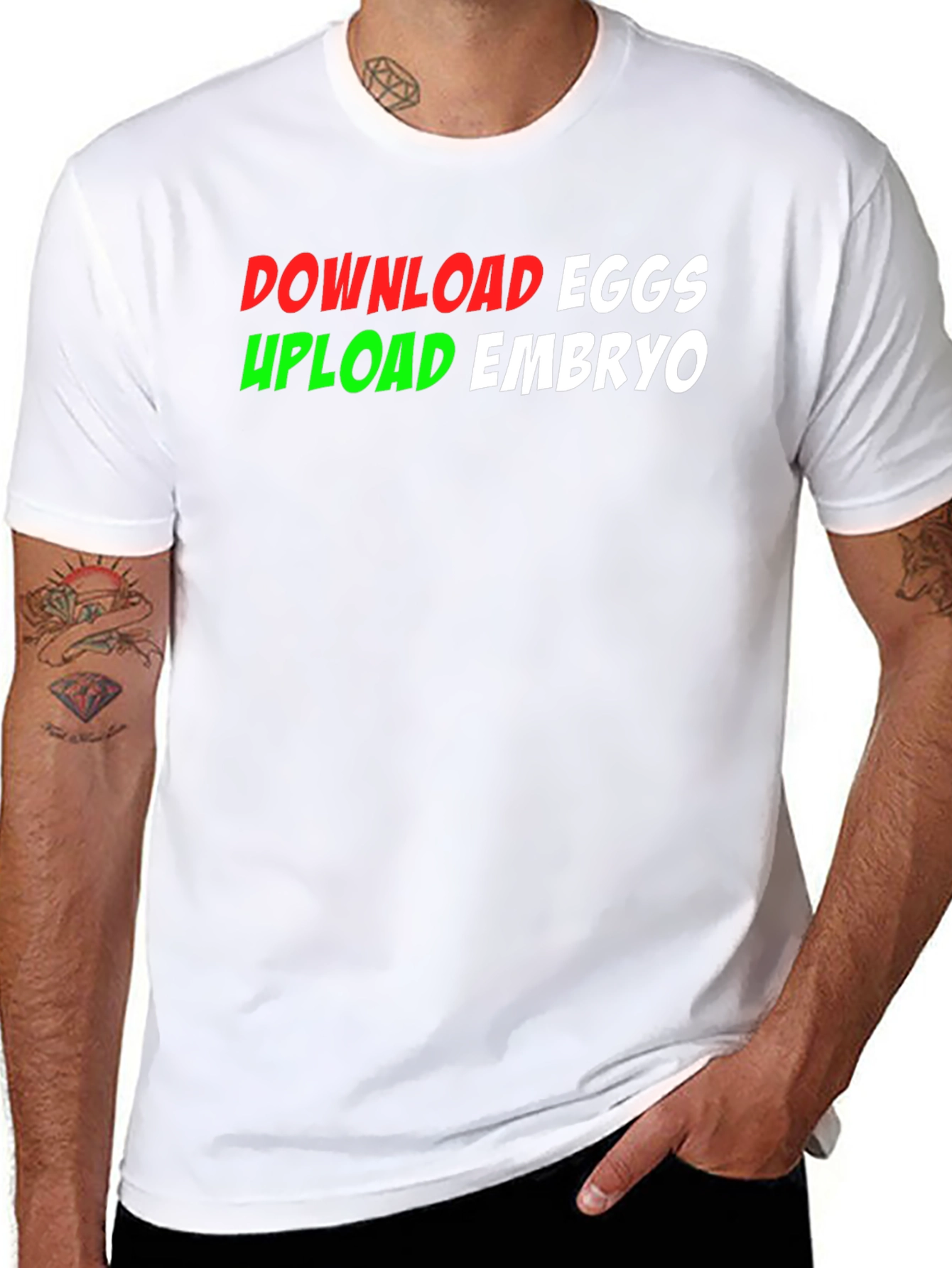 Black Download Eggs Upload Embryo Graphic Tee view 8