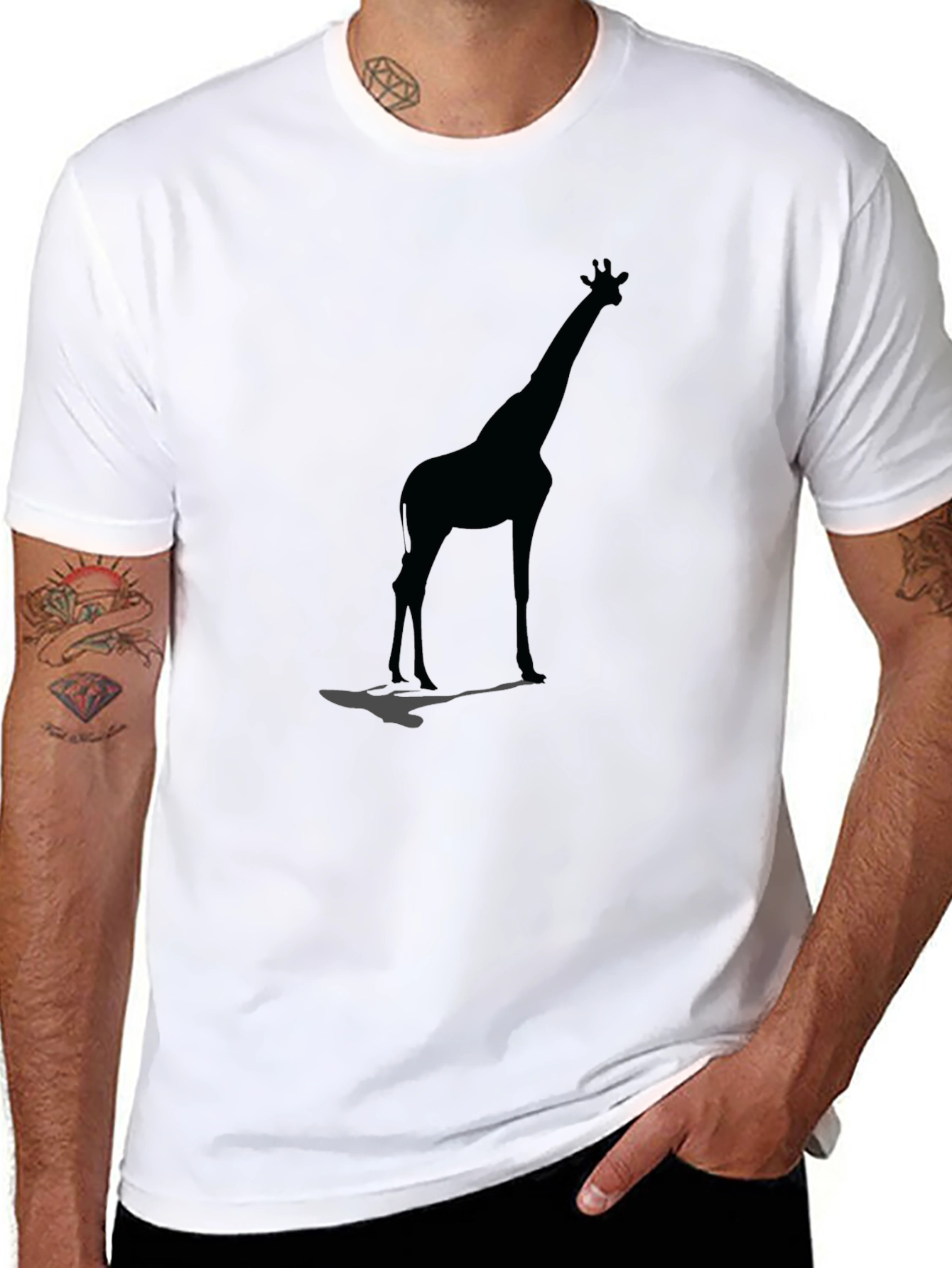 Black Giraffe Silhouette Black Graphic Tee view 8
