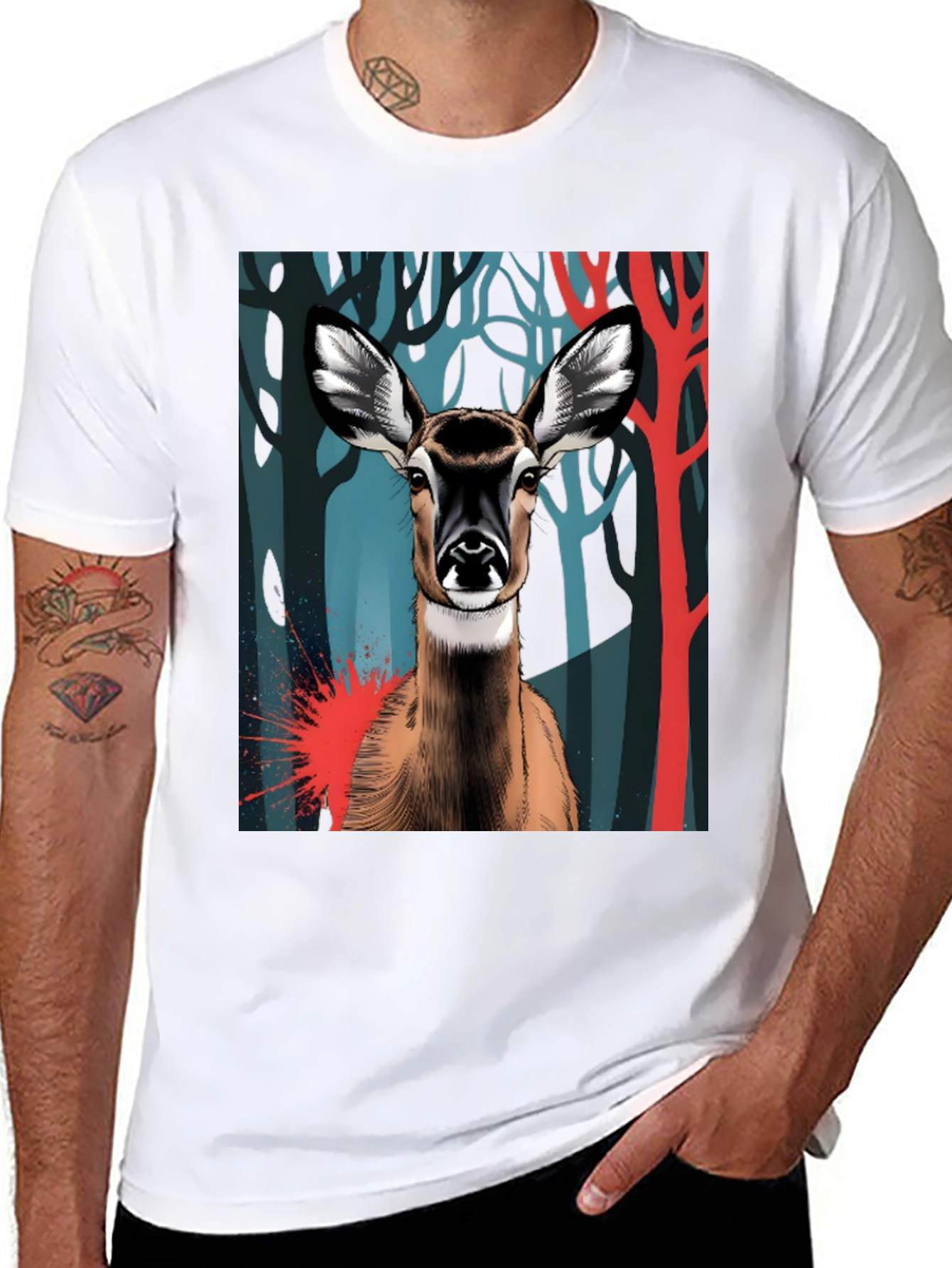 Black Deer Graphic Tee - Black Cotton Blend view 8