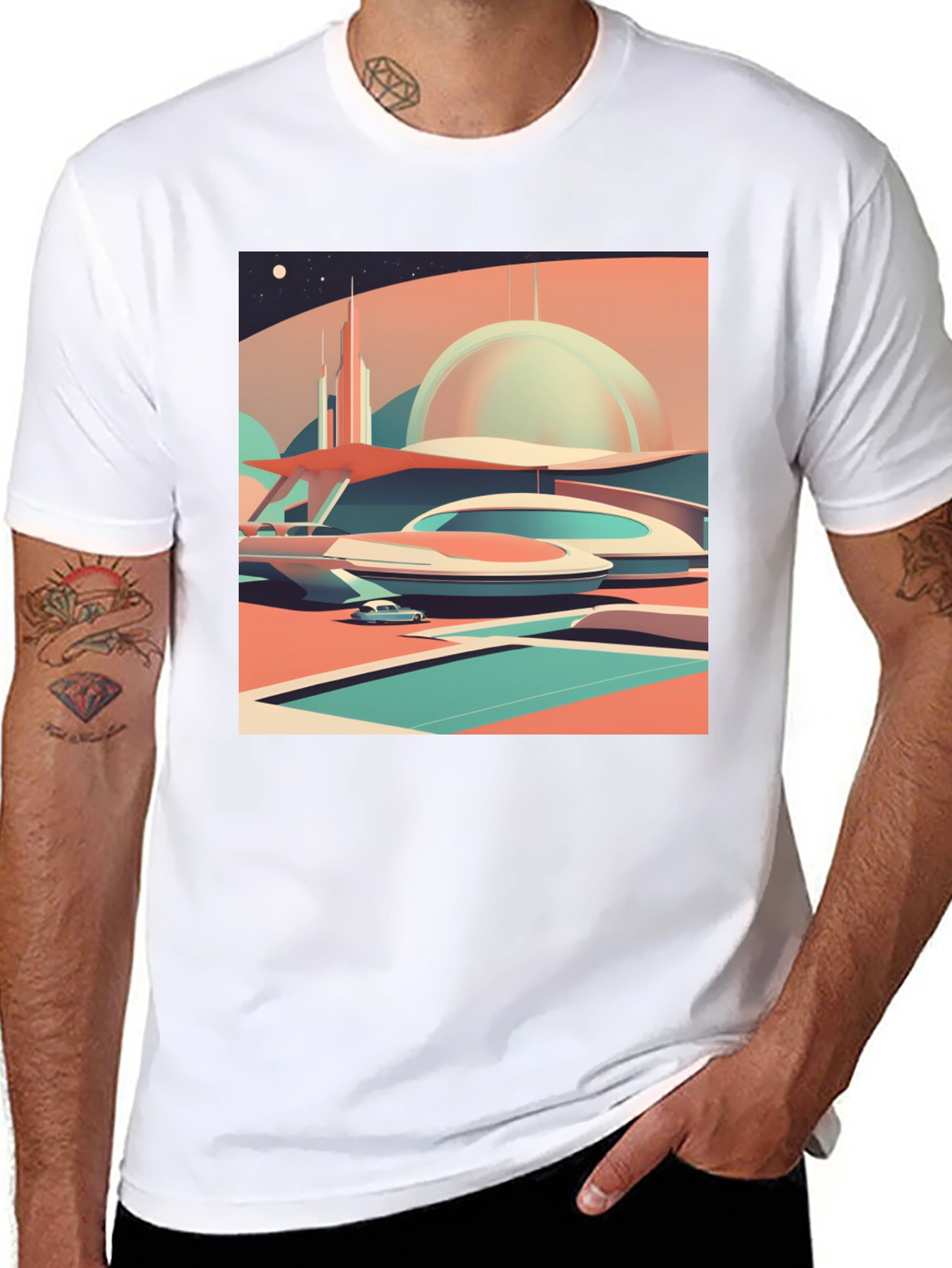 Black Retro Futuristic Graphic Tee view 8