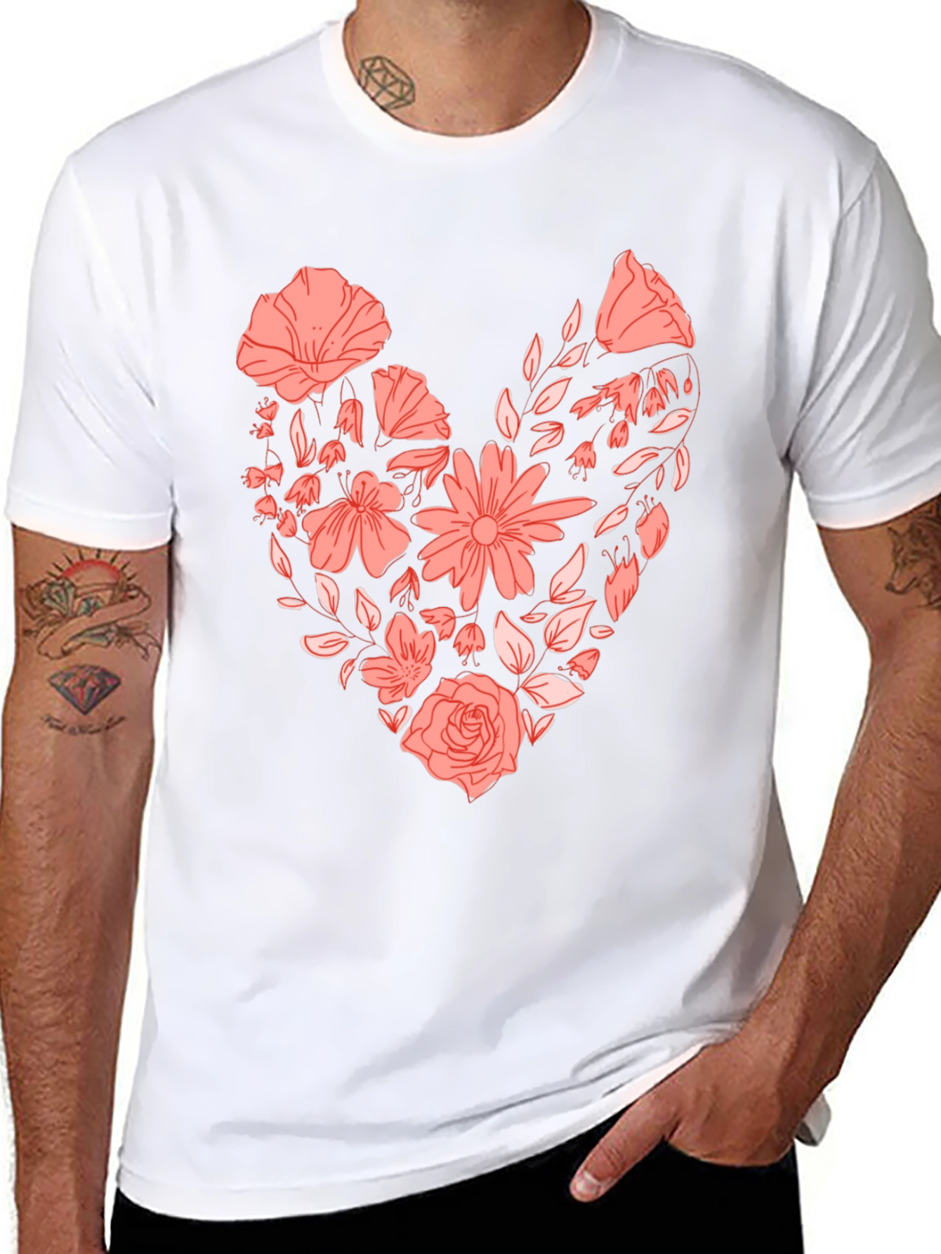 Black Floral Heart Graphic Tee - Black view 8