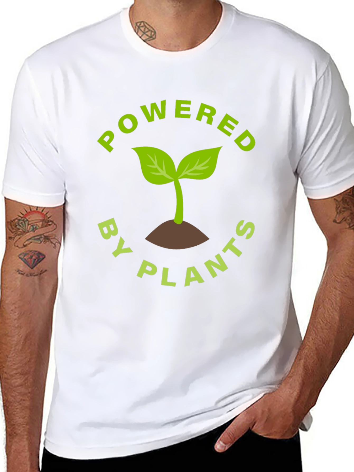 Black Powered By Plants T-Shirt - Vegan Friendly view 8
