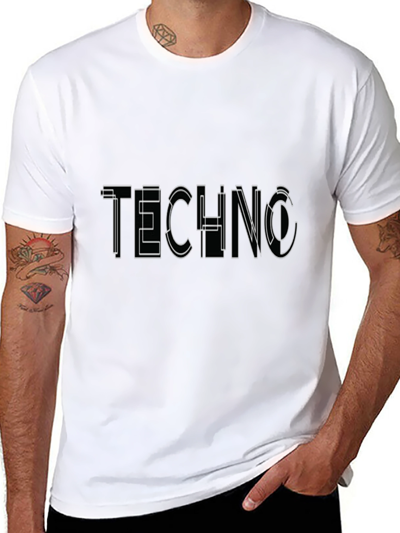 Black Techno Graphic Black T-Shirt view 8