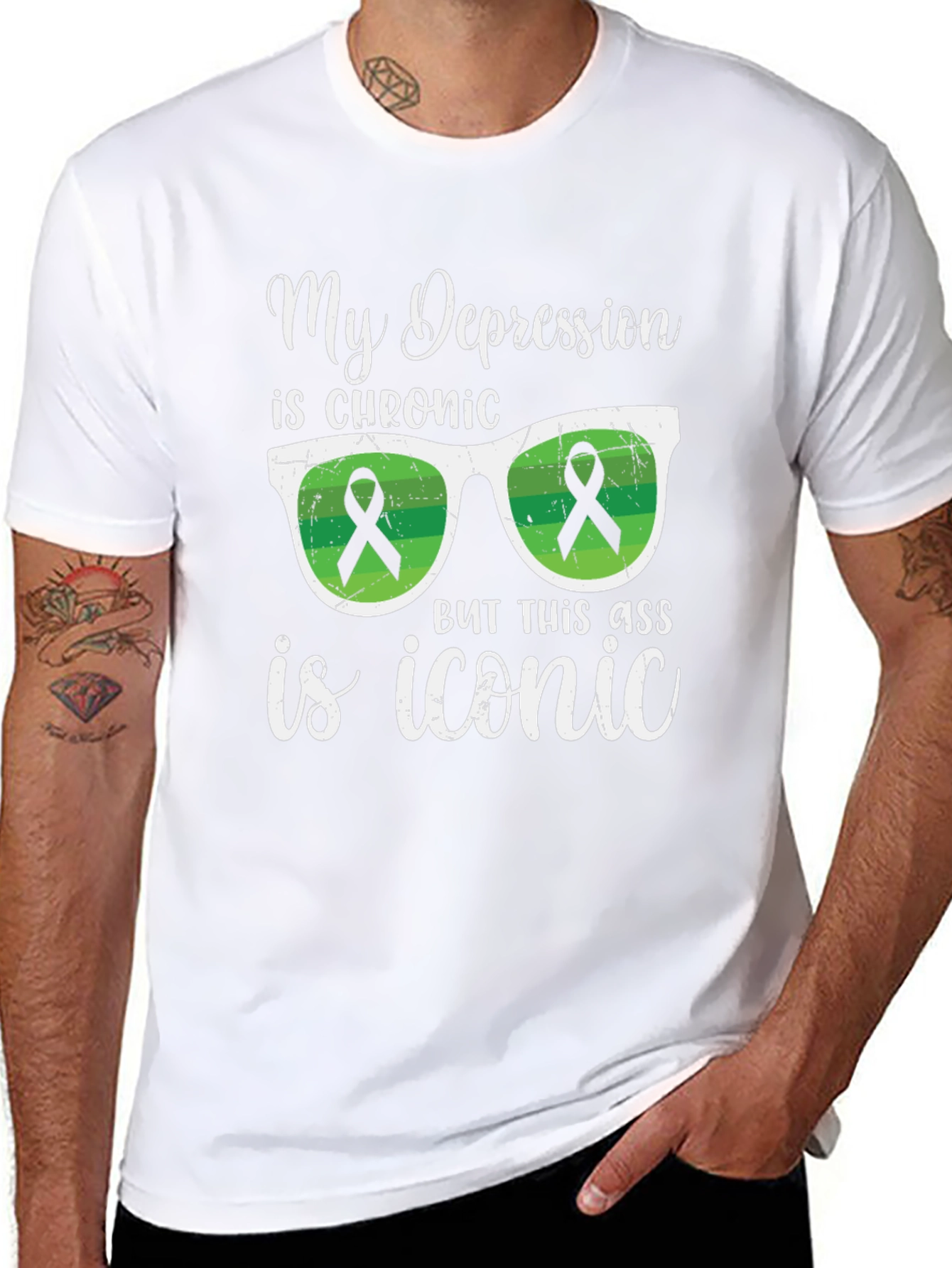 Black Chronic Depression Awareness T-Shirt view 8