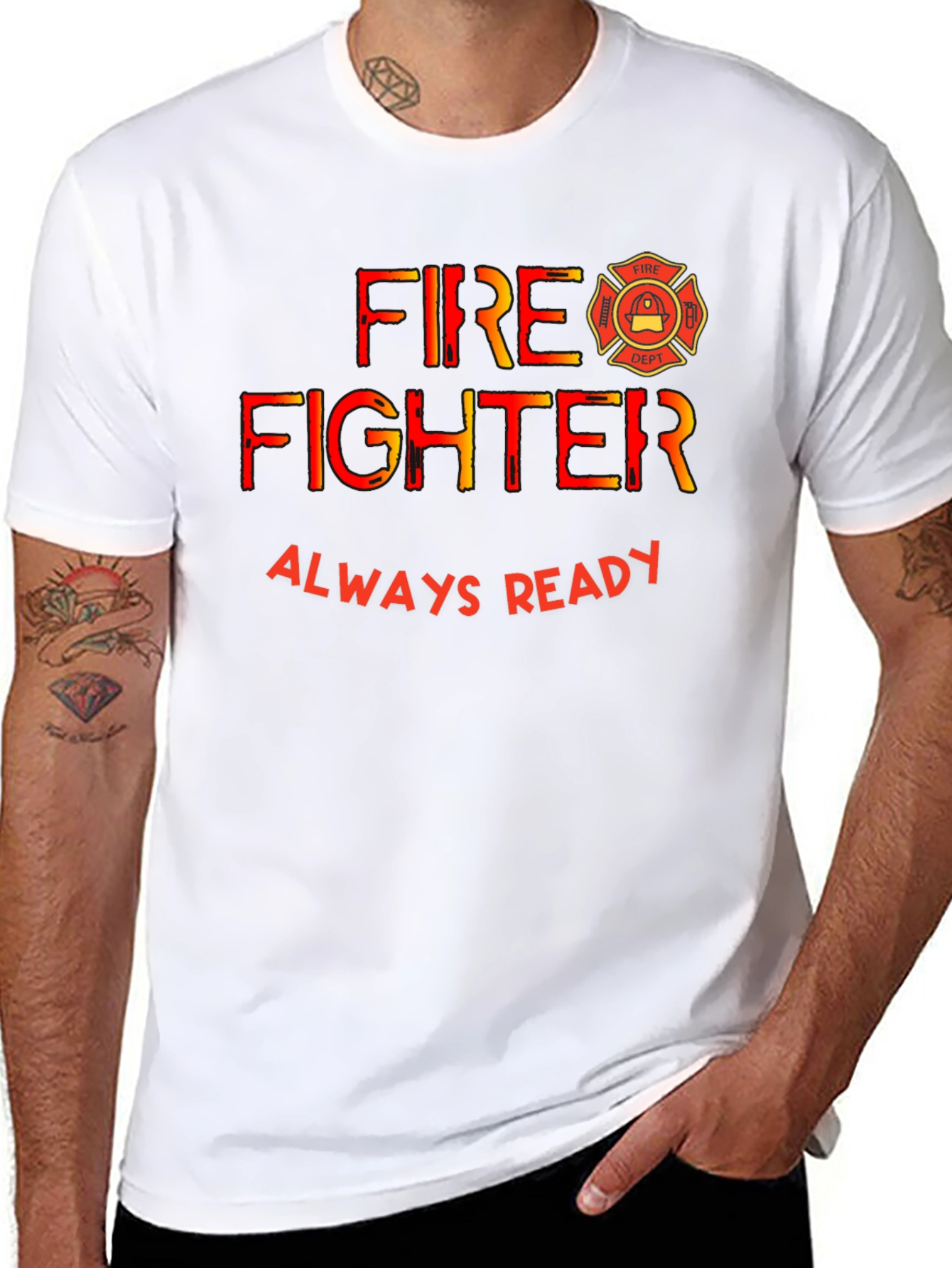 Black Firefighter Always Ready Black T-Shirt view 8