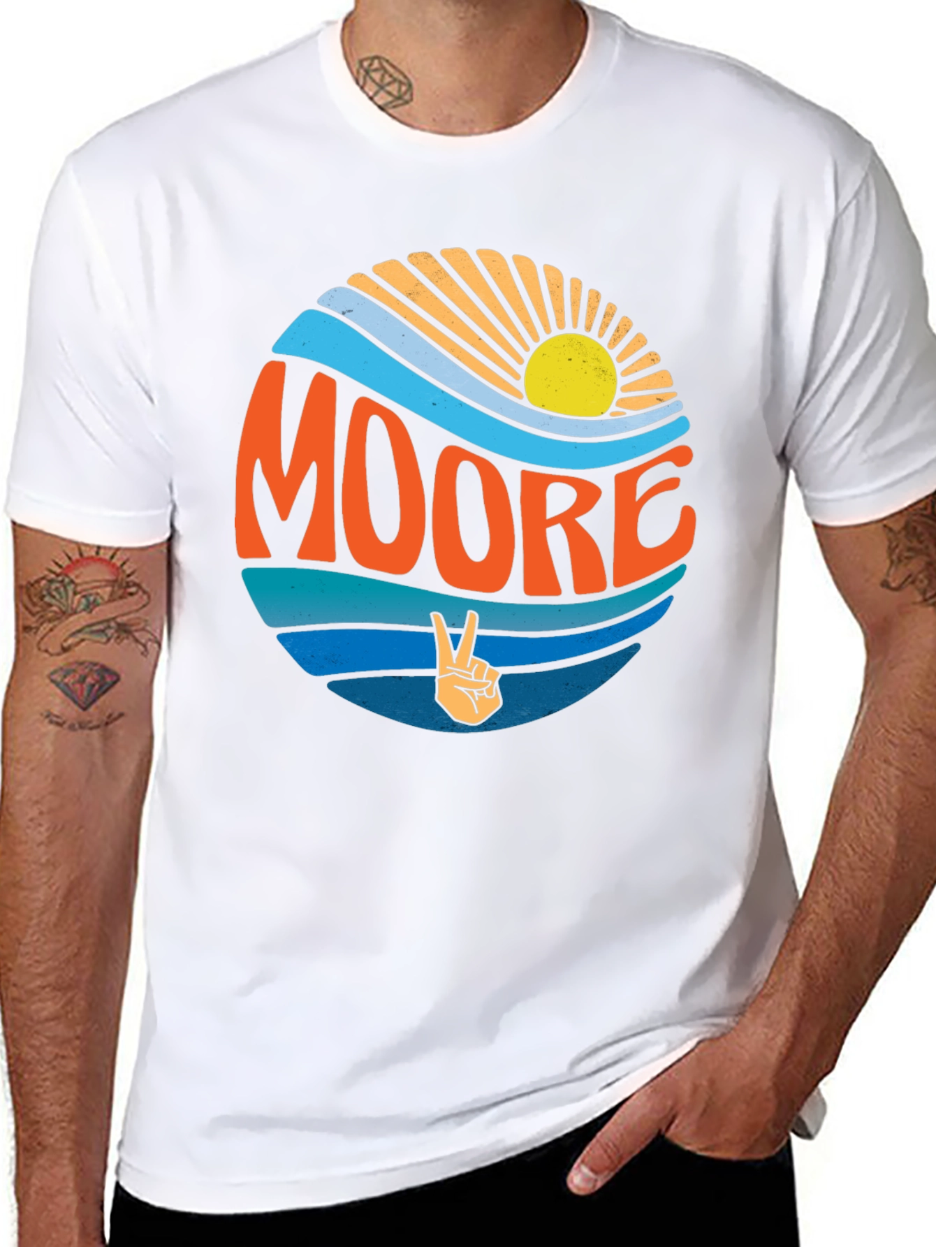 Black Retro Moore T-Shirt - Black Crew Neck Tee view 8