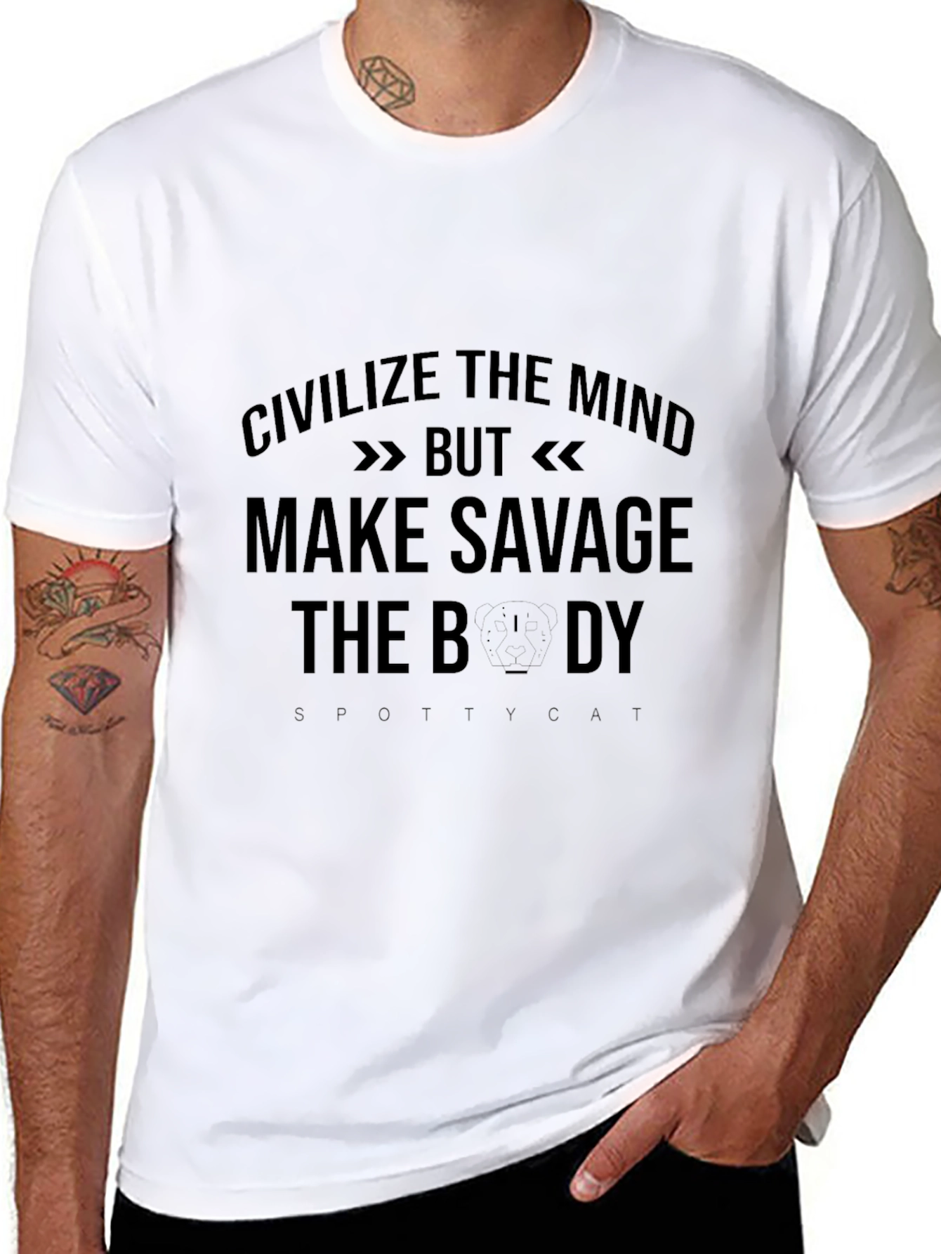 Black Civilize the Mind Savage the Body T-Shirt view 8