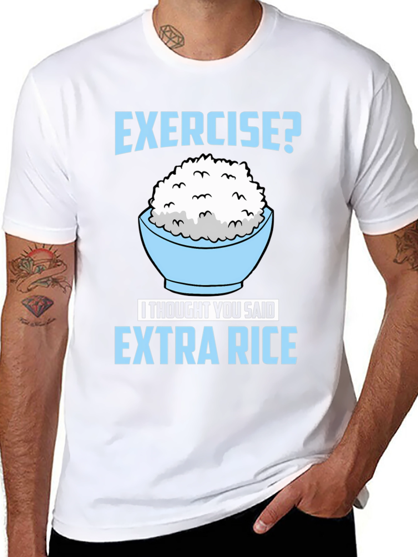 Black Extra Rice T-Shirt - Funny Foodie Tee view 8