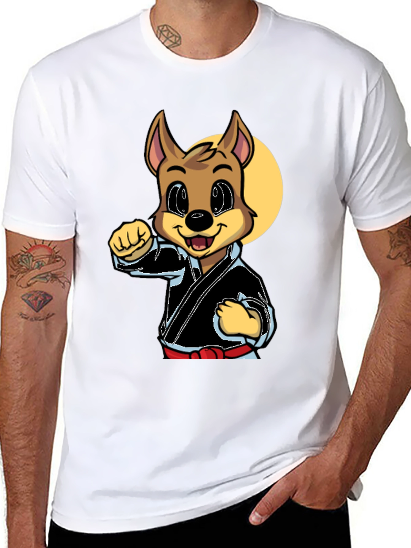 Black Karate Dog Graphic Tee - Black Martial Arts Shirt view 8