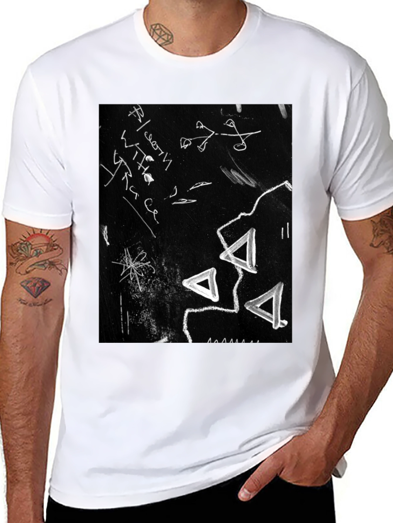 Black Abstract Black Graphic Tee view 8